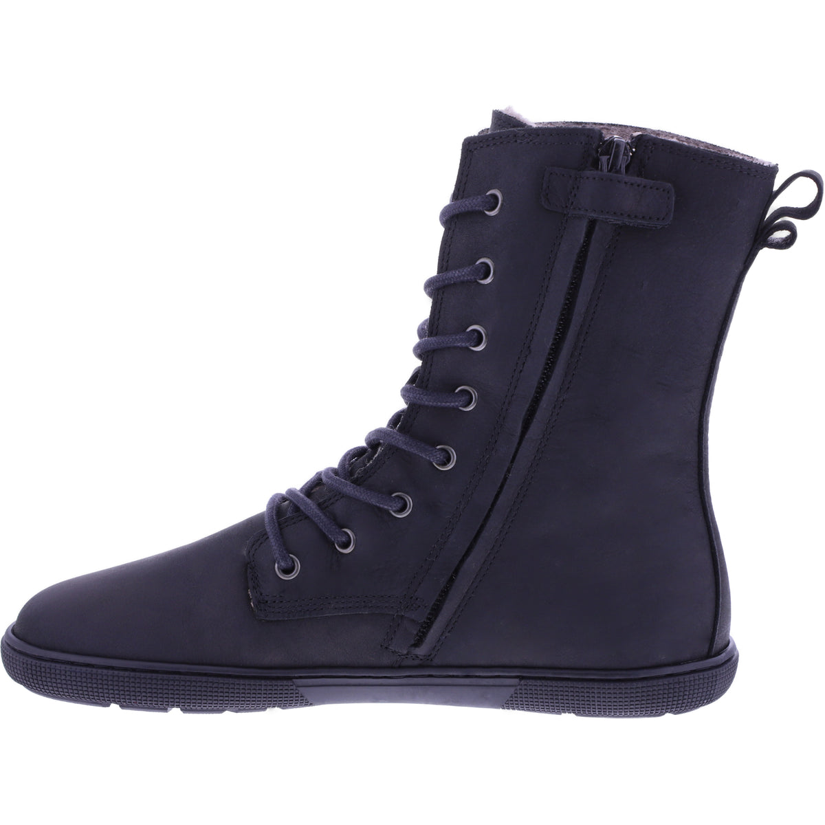 Koel | Faro | Schwarz | Hydroleder mit Lammfellfutter | Damen Barfußstiefel