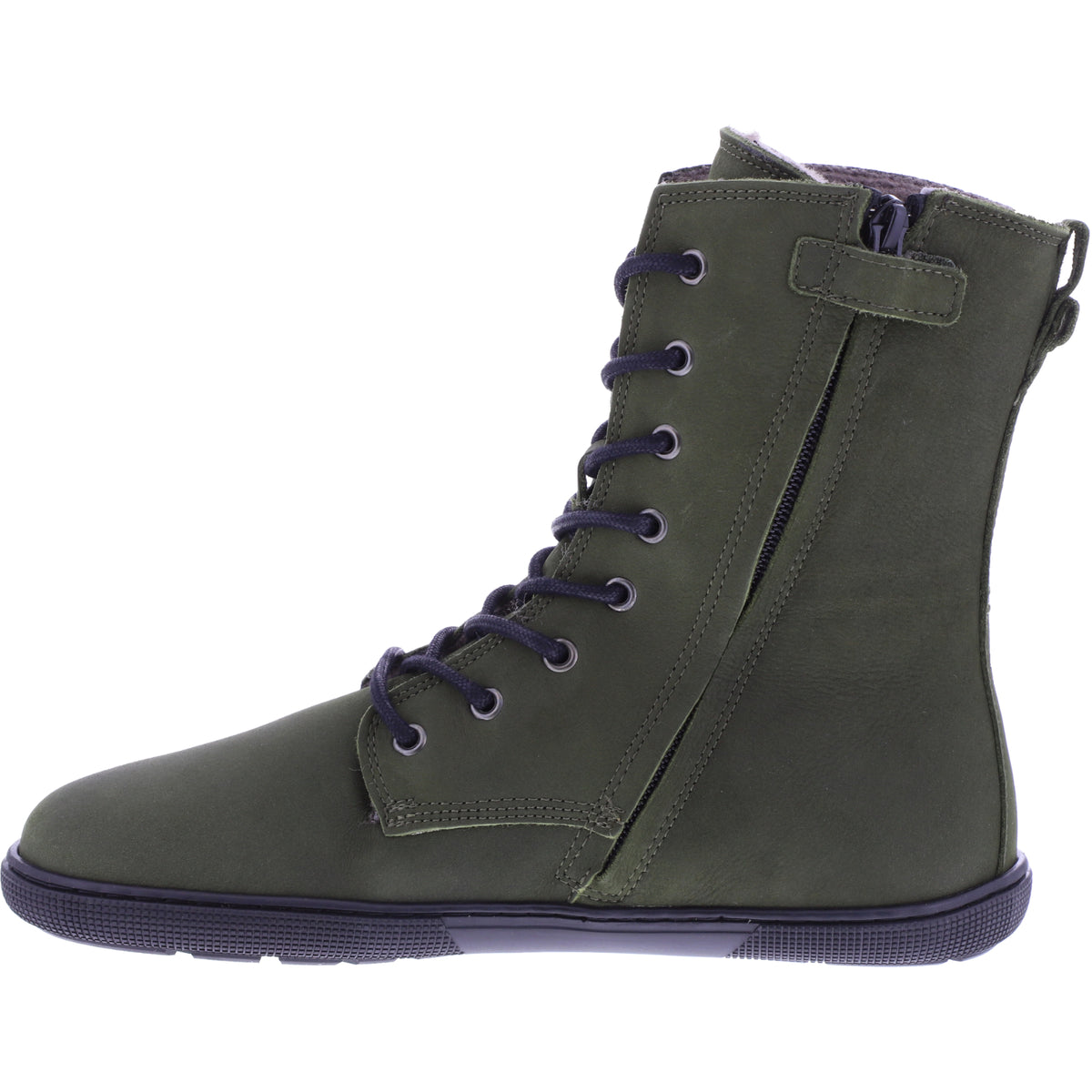Koel | Faro | Khaki | Hydroleder mit Lammfellfutter | Damen Barfußstiefel