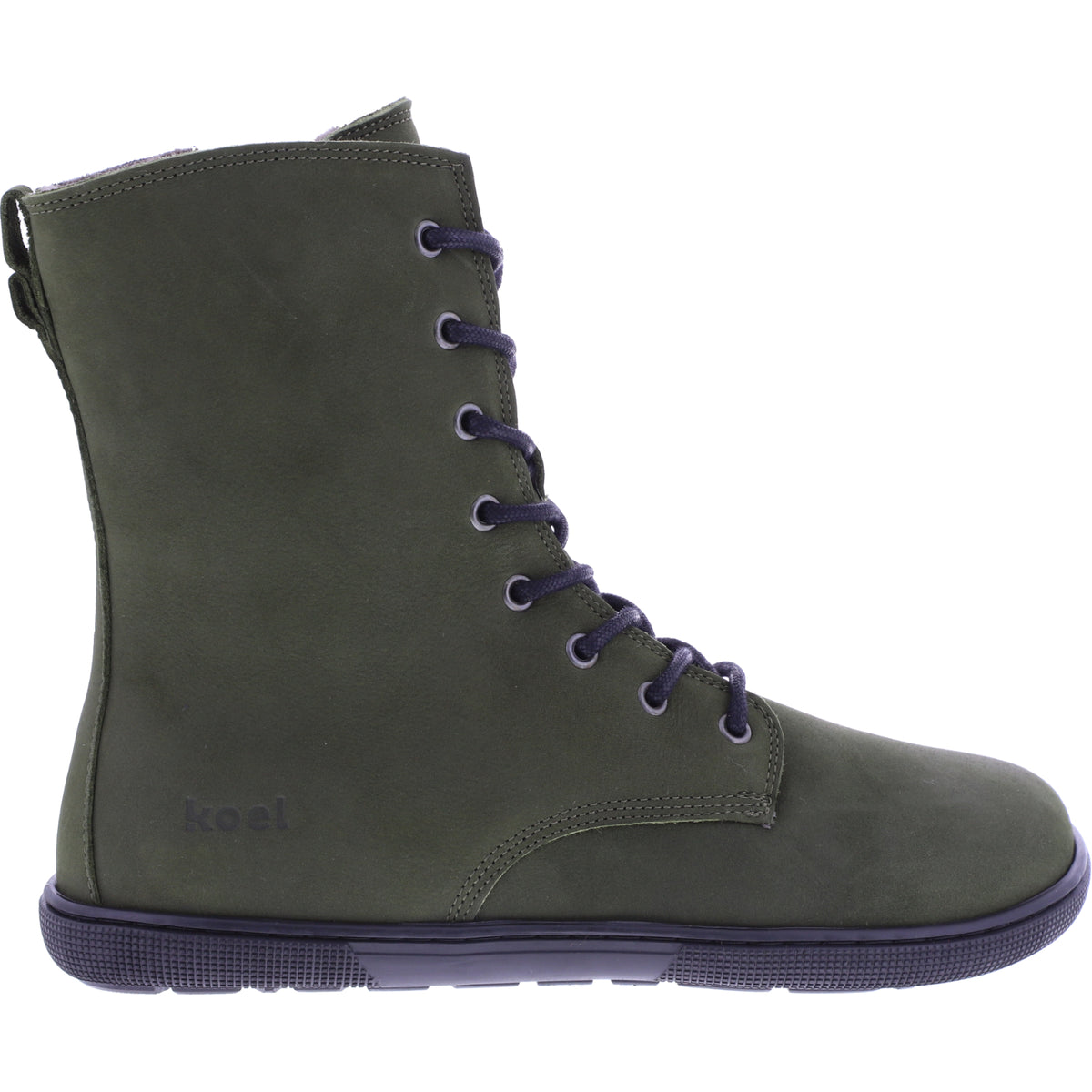 Koel | Faro | Khaki | Hydroleder mit Lammfellfutter | Damen Barfußstiefel