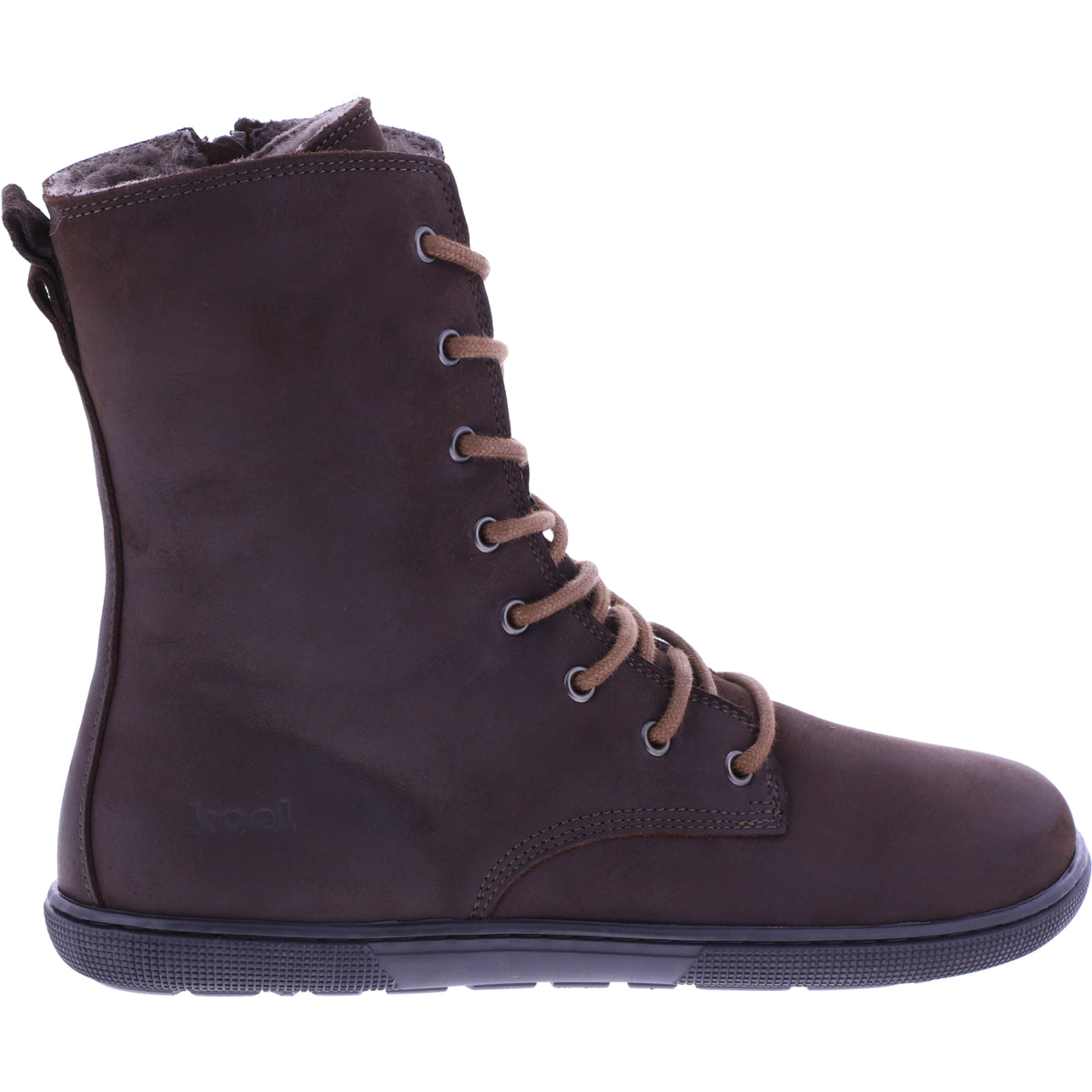 Koel | Faro | Braun | Hydroleder mit Lammfellfutter | Damen Barfußstiefel