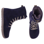 Koel | Faro | Navy Antik | Veloursleder mit Lammfellfutter | Damen Barfußstiefel