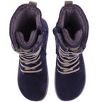 Koel | Faro | Navy Antik | Veloursleder mit Lammfellfutter | Damen Barfußstiefel
