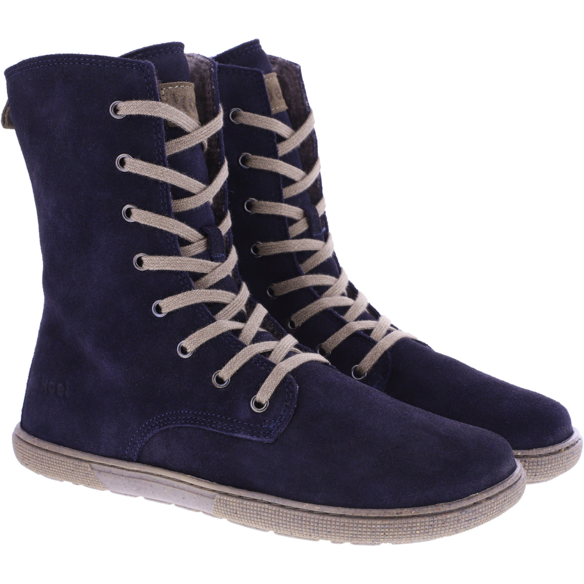Koel | Faro | Navy Antik | Veloursleder mit Lammfellfutter | Damen Barfußstiefel