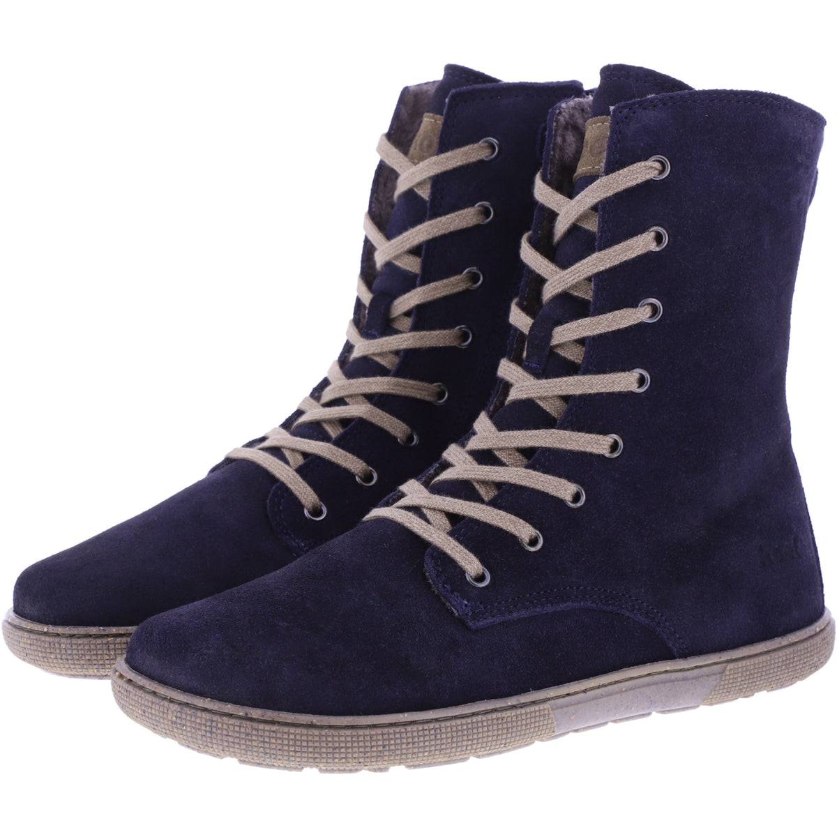 Koel | Faro | Navy Antik | Veloursleder mit Lammfellfutter | Damen Barfußstiefel