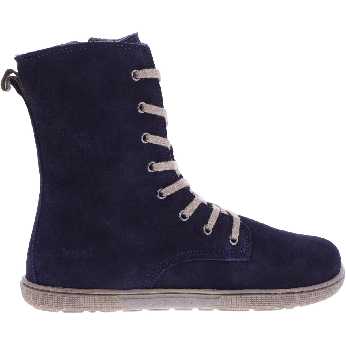 Koel | Faro | Navy Antik | Veloursleder mit Lammfellfutter | Damen Barfußstiefel