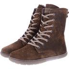 Koel | Faro | Cognac Antik | Veloursleder mit Lammfellfutter | Damen Barfußstiefel