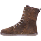 Koel | Faro | Cognac Antik | Veloursleder mit Lammfellfutter | Damen Barfußstiefel