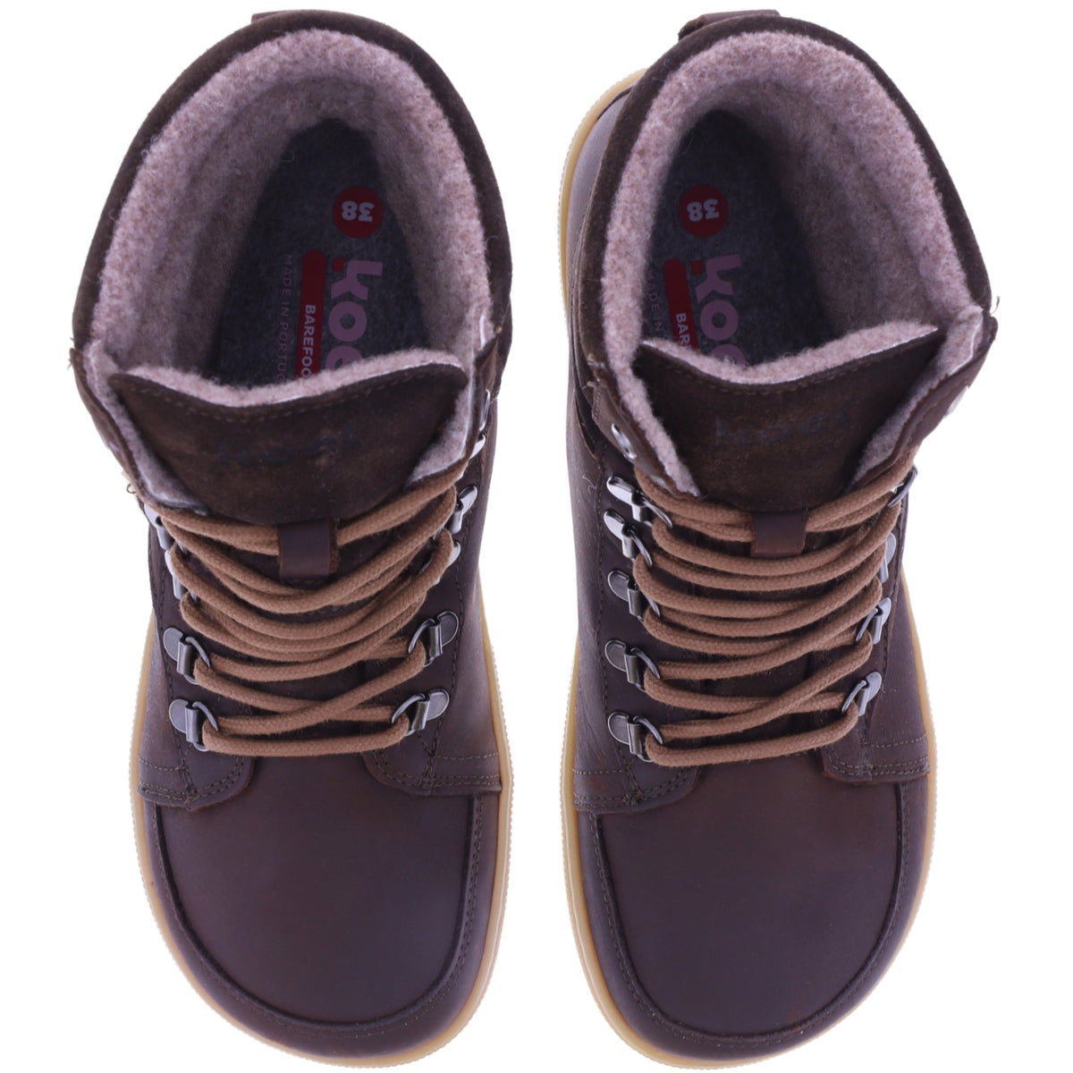 Koel | Fox | Brown-Dunkelbraun | Hydroleder mit Wollfilzfutter | Damen Barfußstiefelette