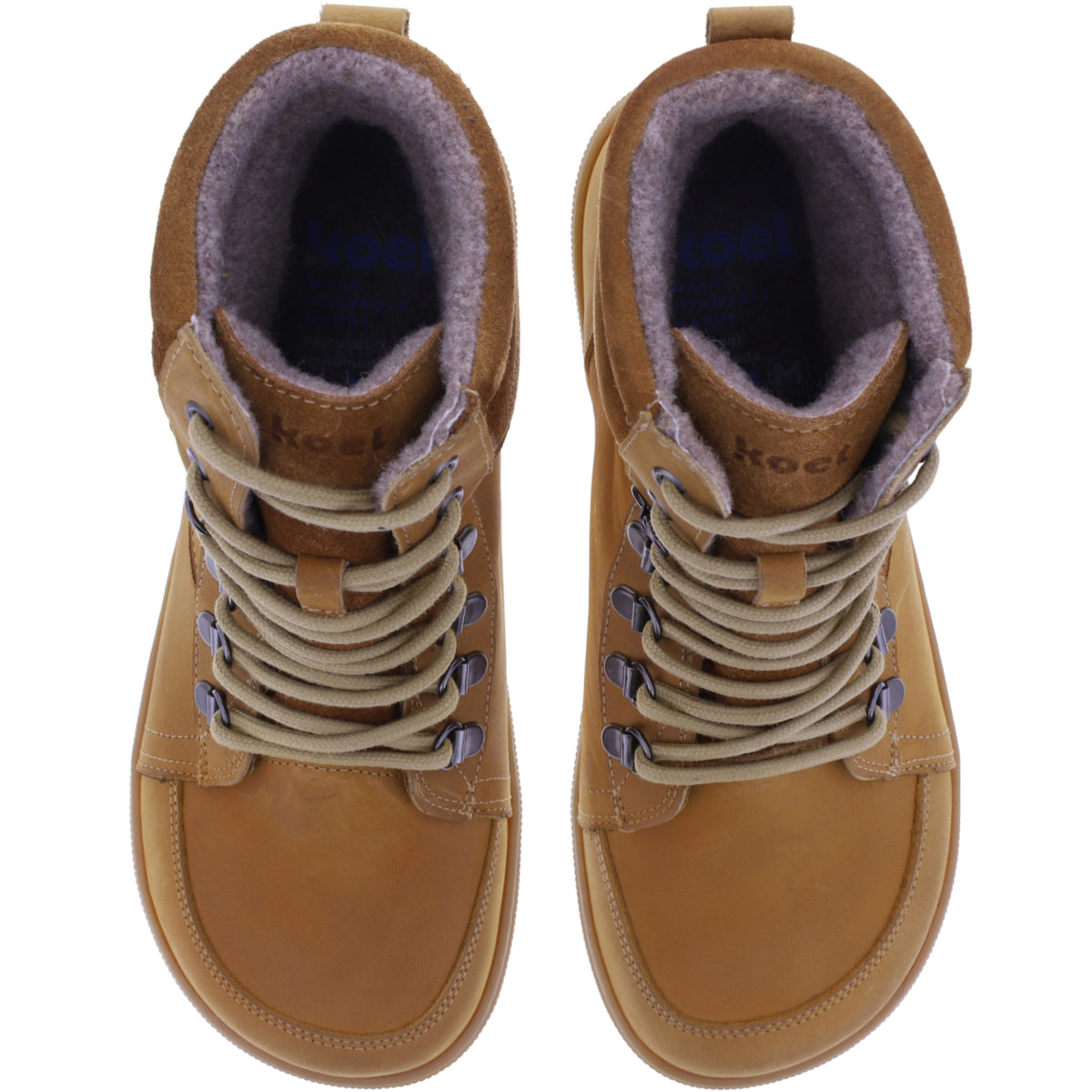 Koel | Fox | Miel-Hellbraun | Hydroleder mit Wollfilzfutter | Damen Barfußstiefelette