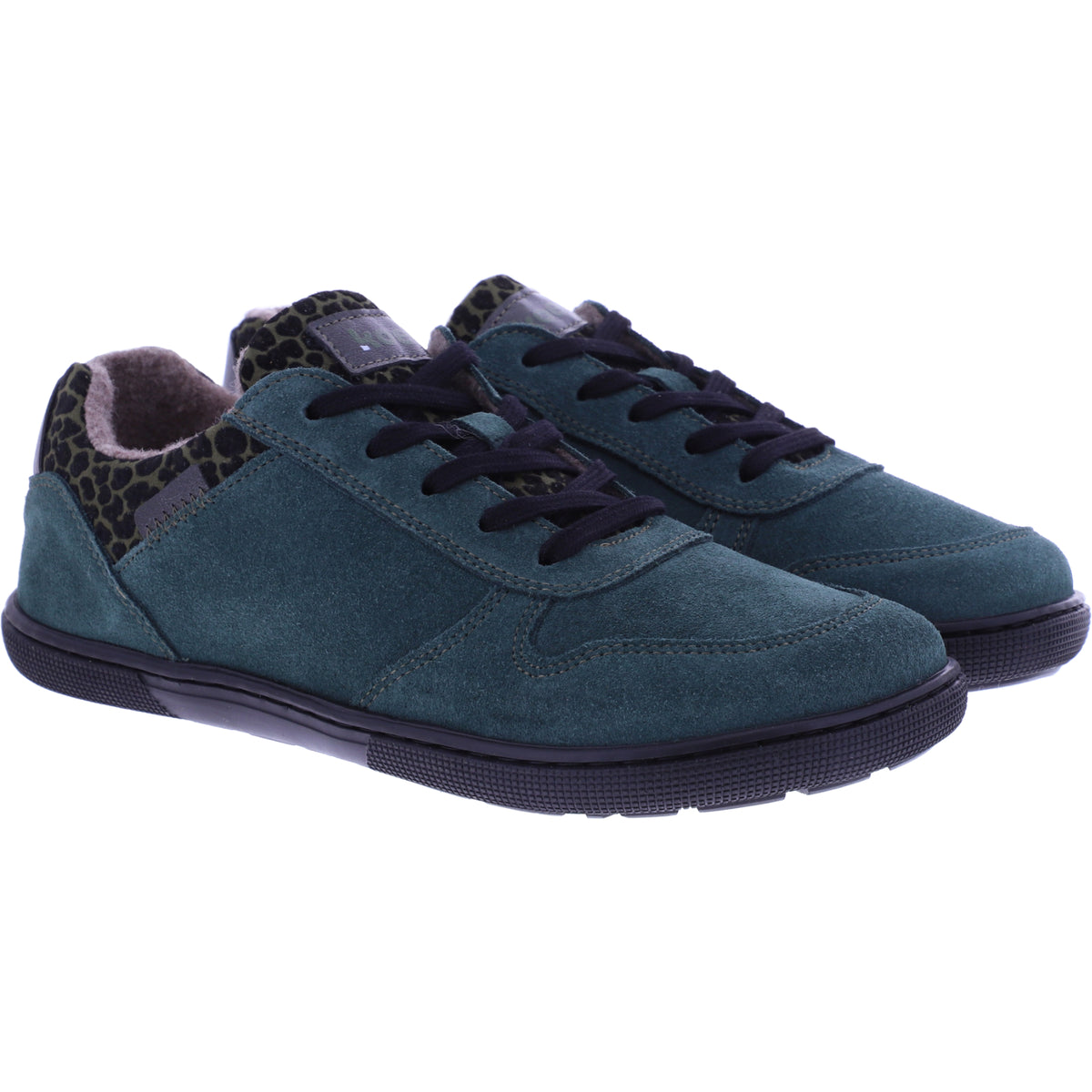Koel | Francie | Waldgrün-Leo | Veloursleder-Wollfutter | Damen Barfußschuhe