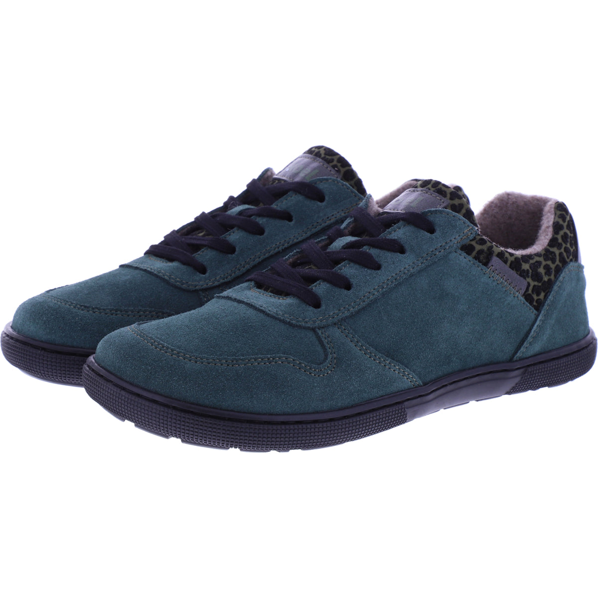 Koel | Francie | Waldgrün-Leo | Veloursleder-Wollfutter | Damen Barfußschuhe