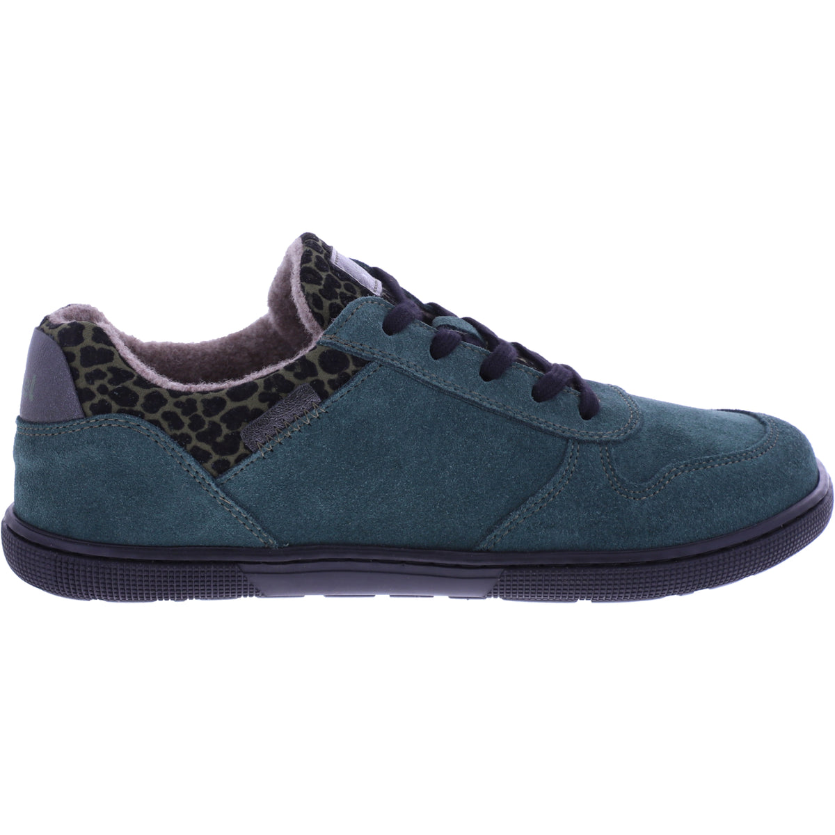 Koel | Francie | Waldgrün-Leo | Veloursleder-Wollfutter | Damen Barfußschuhe