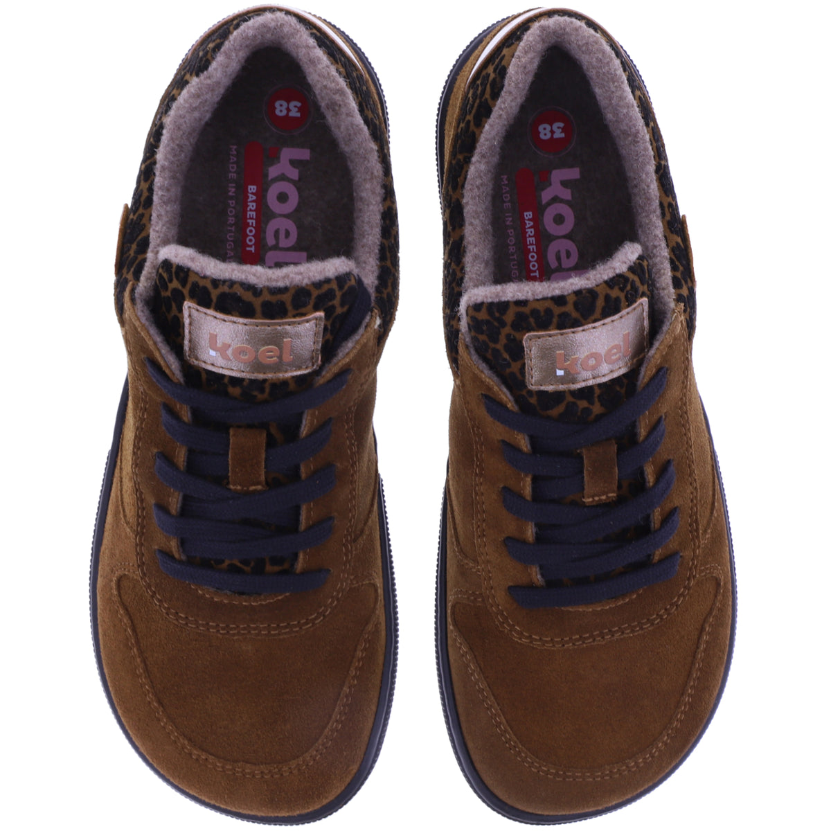 Koel | Francie | Cognac-Leo | Veloursleder-Wollfutter | Damen Barfußschuhe