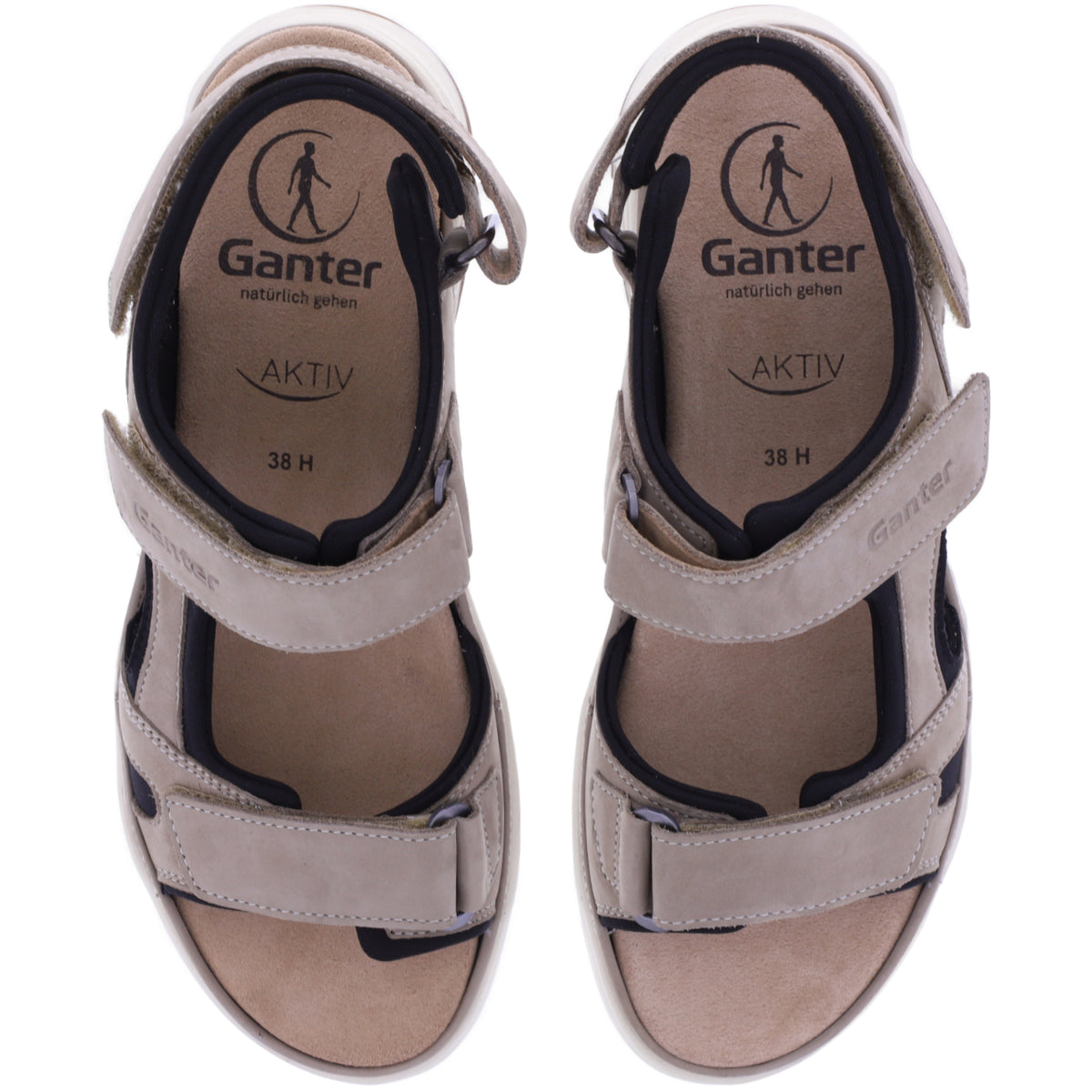 Ganter AKTIV | Holly | Taupe-Schwarz | Weite: H | Softnubuk | 1-200722-1901 | Damen Sandalen