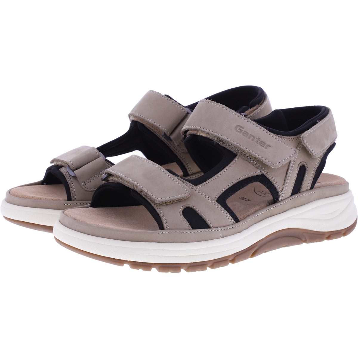 Ganter AKTIV | Holly | Taupe-Schwarz | Weite: H | Softnubuk | 1-200722-1901 | Damen Sandalen