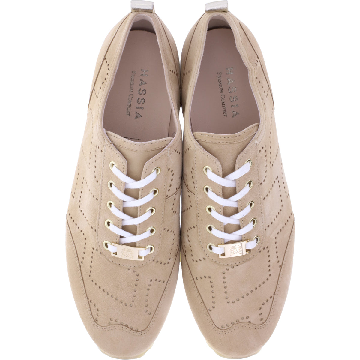 Hassia / Barcelona / Creme-Platin Leder / Wechselfußbett / Art: 1-301952-1275 / Damen Sneakers