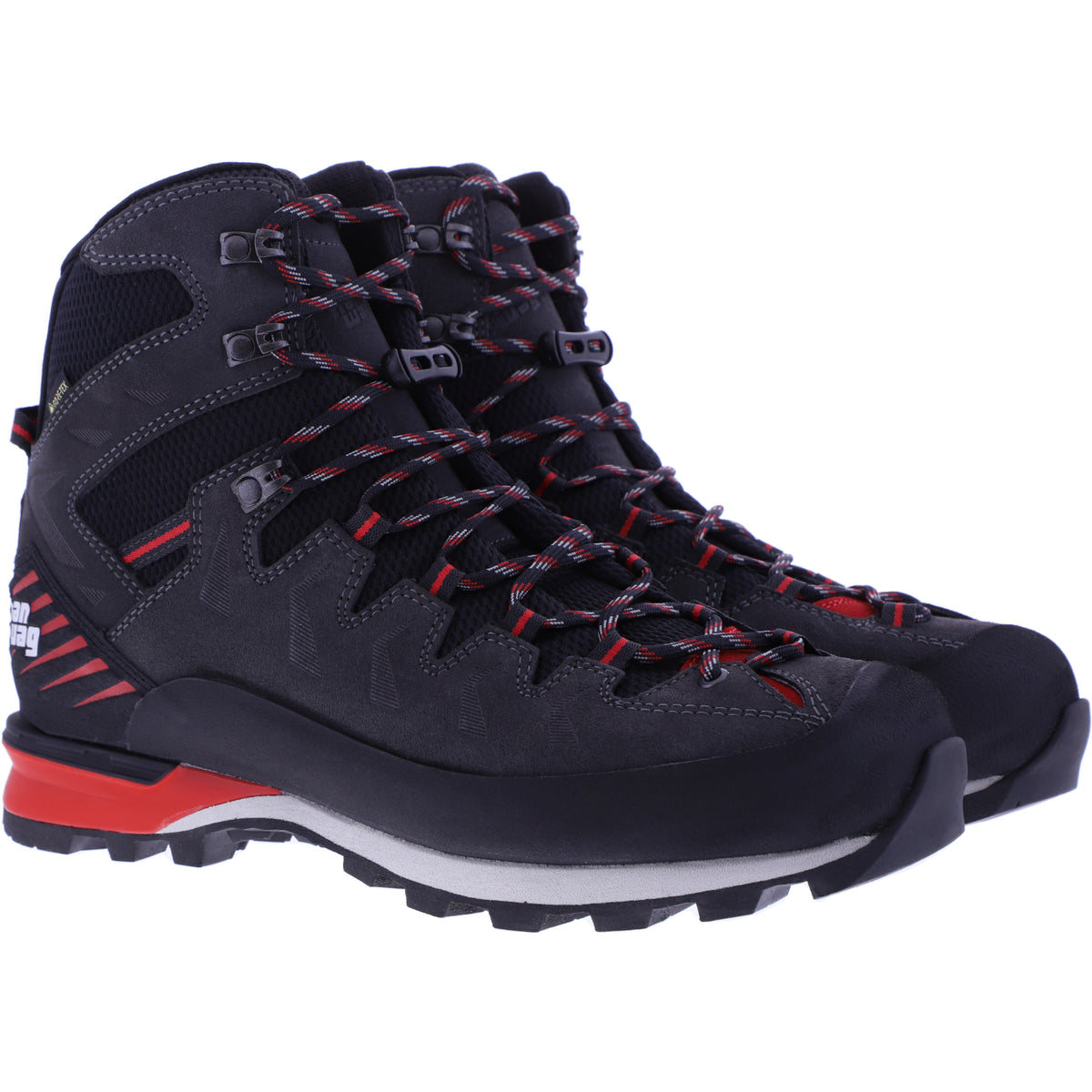 Hanwag / Modell: Makra Pro GTX / Asphalt-Red / Leder / GORE-TEX® / Herren Wanderstiefel