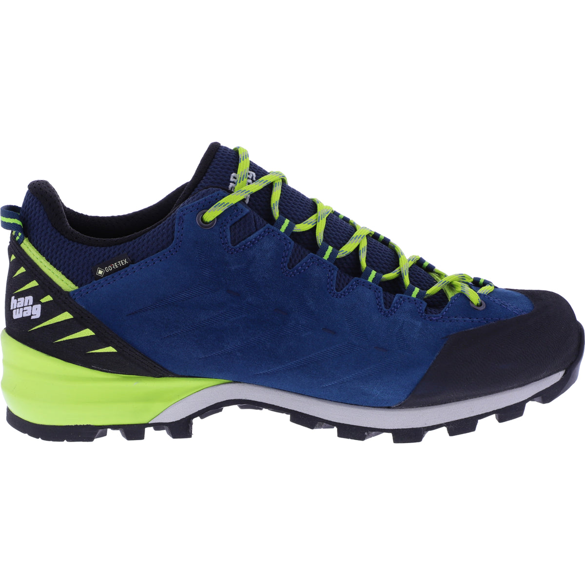 Hanwag / Modell: Makra Pro Low GTX / Seablue/Sulphur / Leder / GORE-TEX® / Herren Wanderschuhe