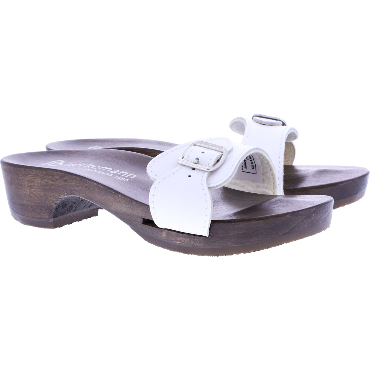 Berkemann / Hamburg-Sandale / Weiß Glattleder / Sohle: Braun / Art: 10102-100 / Unisex