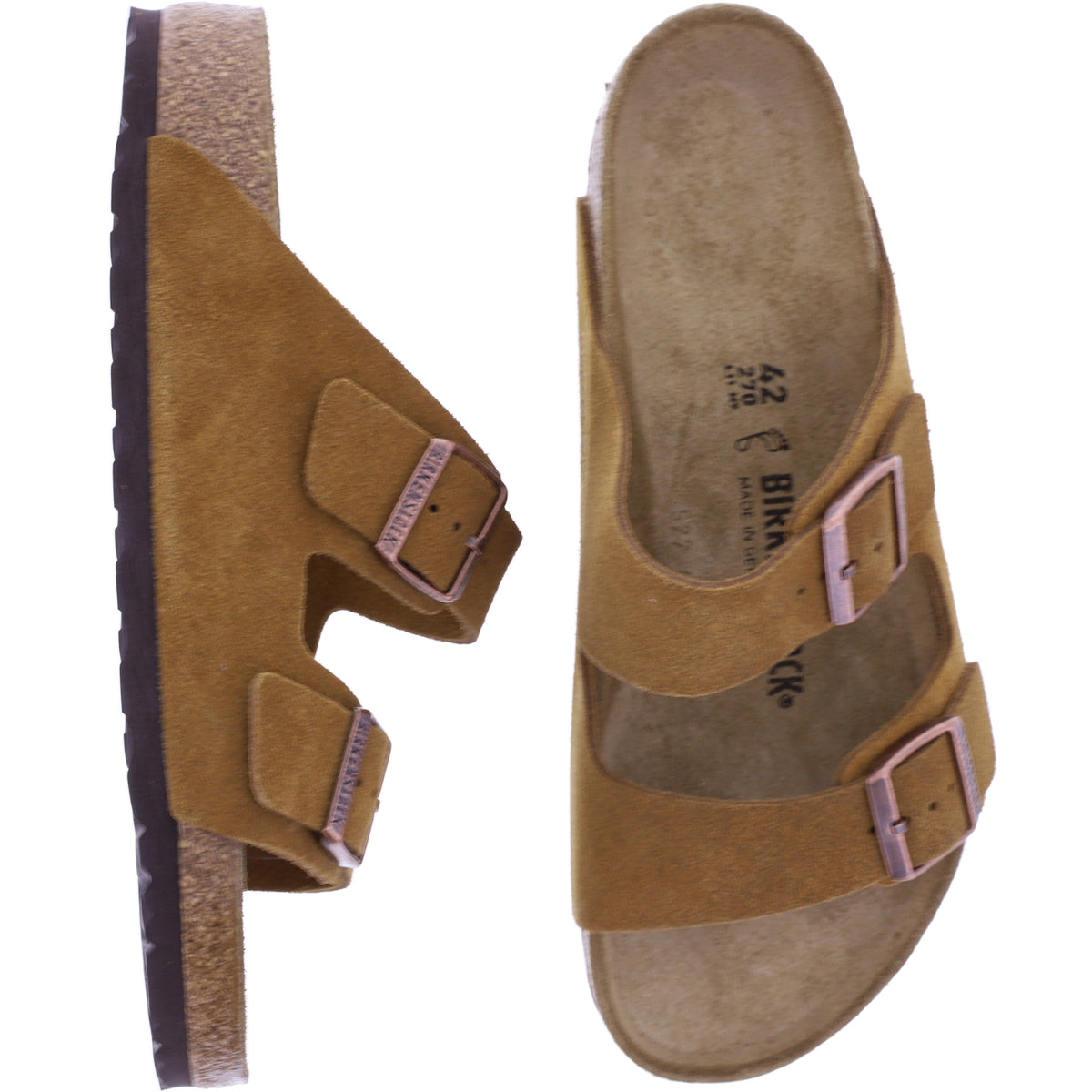Birkenstock | Arizona | Mink-Cognac | Veloursleder | Weite: Normal | 1027082 | Herren Pantoletten