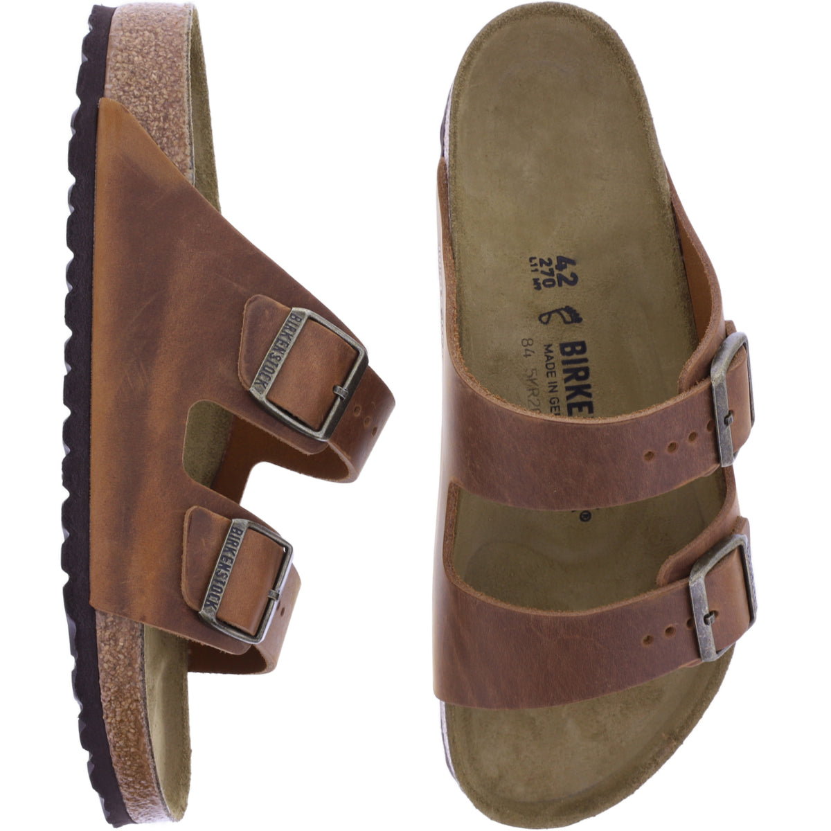 Birkenstock | Arizona | Cognac-Braun | Naturleder | Weite: Normal | 1028272 | Herren Pantoletten