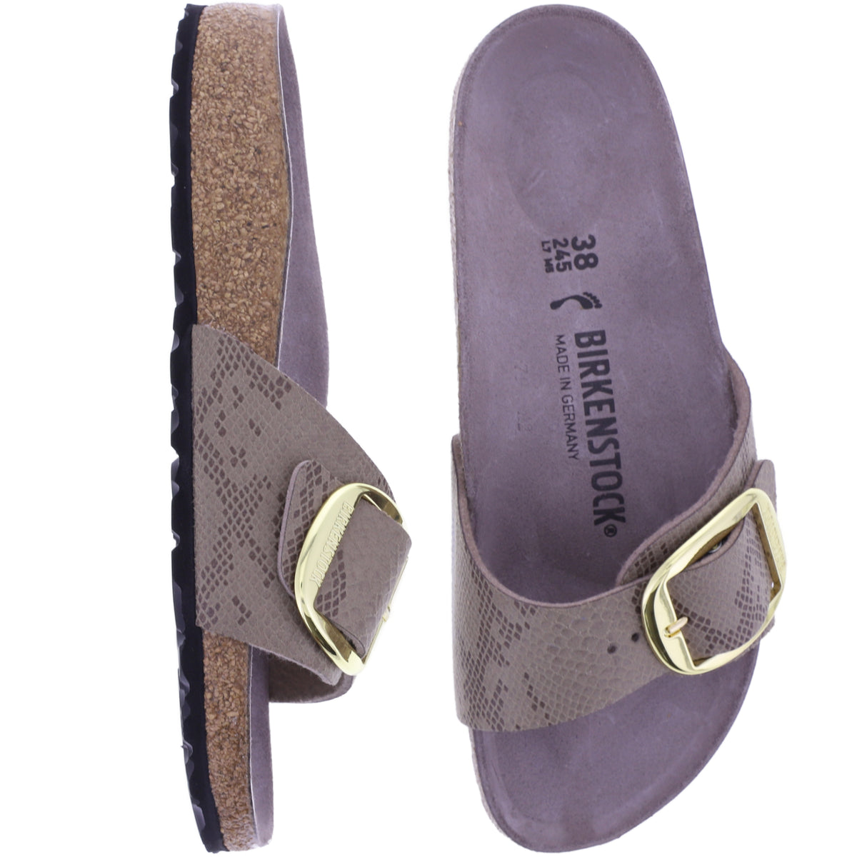 Birkenstock | Madrid Big Buckle | Gray Taupe | Python-Print | Weite: Schmal | 1032935 | Damen