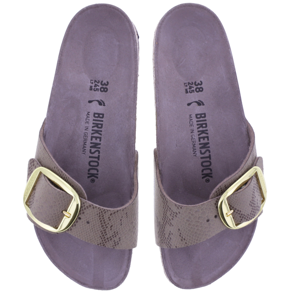 Birkenstock | Madrid Big Buckle | Gray Taupe | Python-Print | Weite: Schmal | 1032935 | Damen