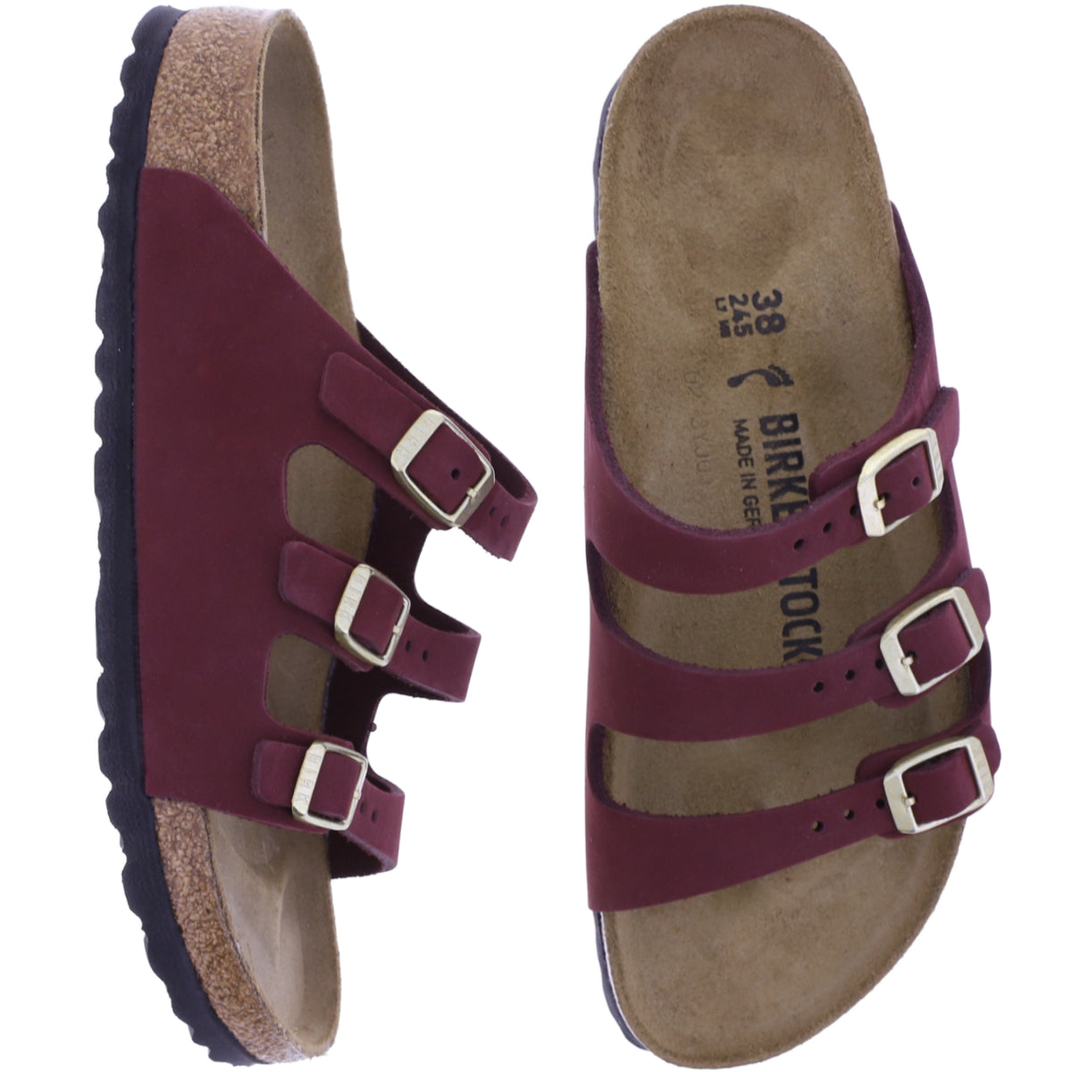 Birkenstock | Florida | Zinfandel-Weinrot | Nubukleder | Weite: Schmal | 1033172 | Damen Pantoletten