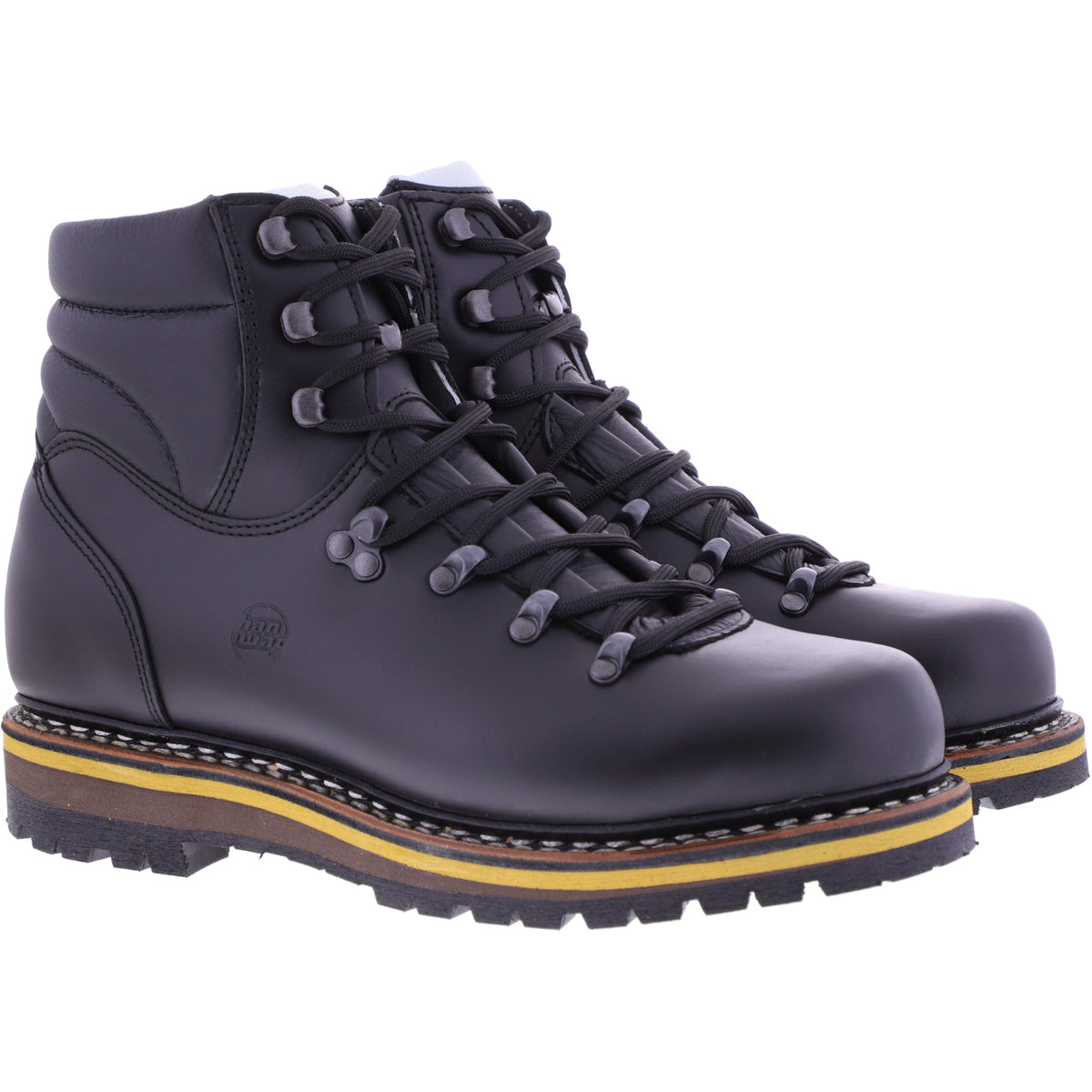 Hanwag / Modell: Grünten / Schwarz Leder / Halbhohe zwiegenähter Herren Stiefelette