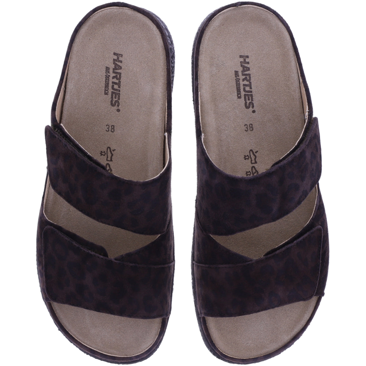 Hartjes | Groove | Dunkelbraun-Leo | Leder | Weite: H | 1221220-7700 | Damen Pantoletten