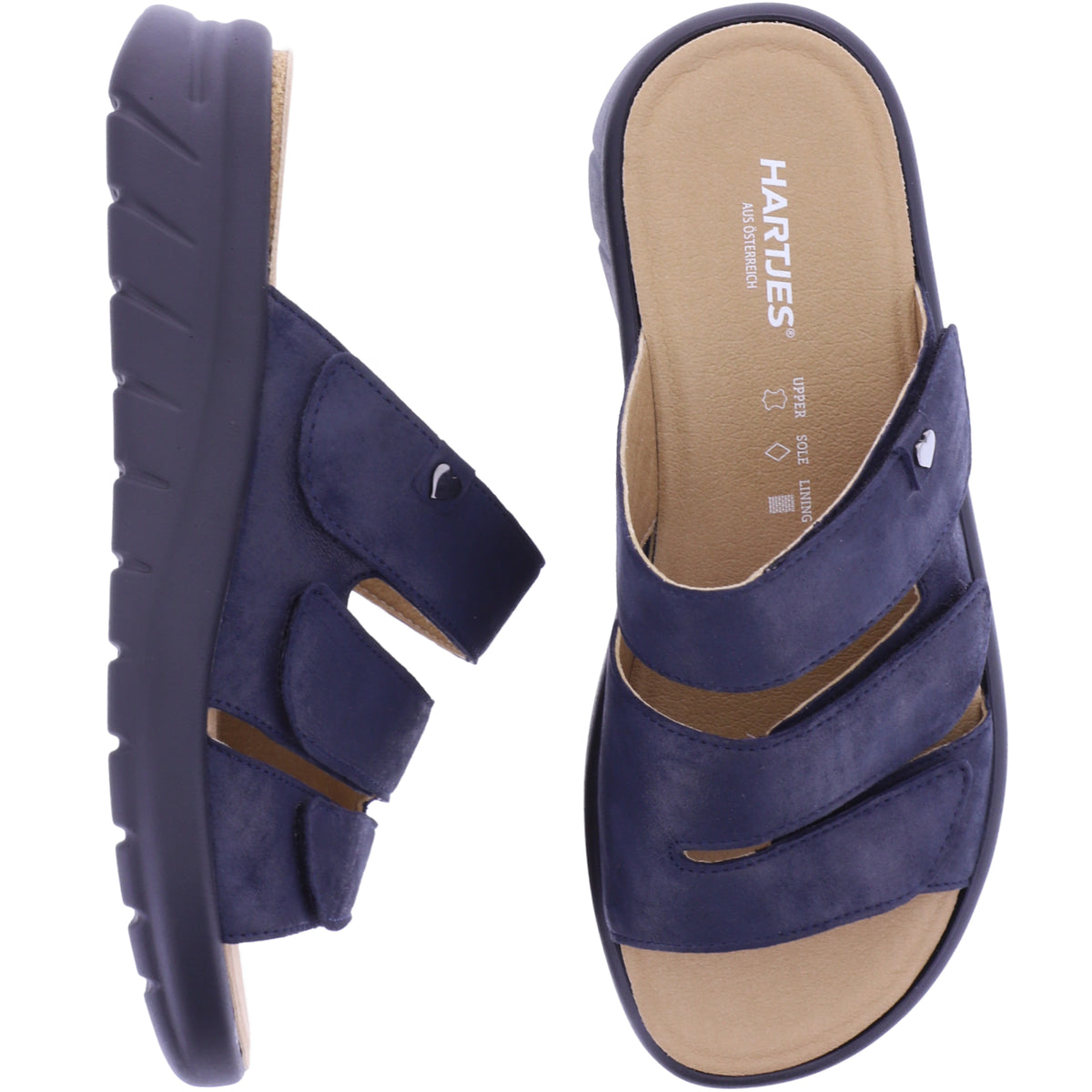Hartjes | Calypso | Dunkelblau | Kalbsleder | Weite: K | 1221801-4700 | Damen Komfort-Pantoletten