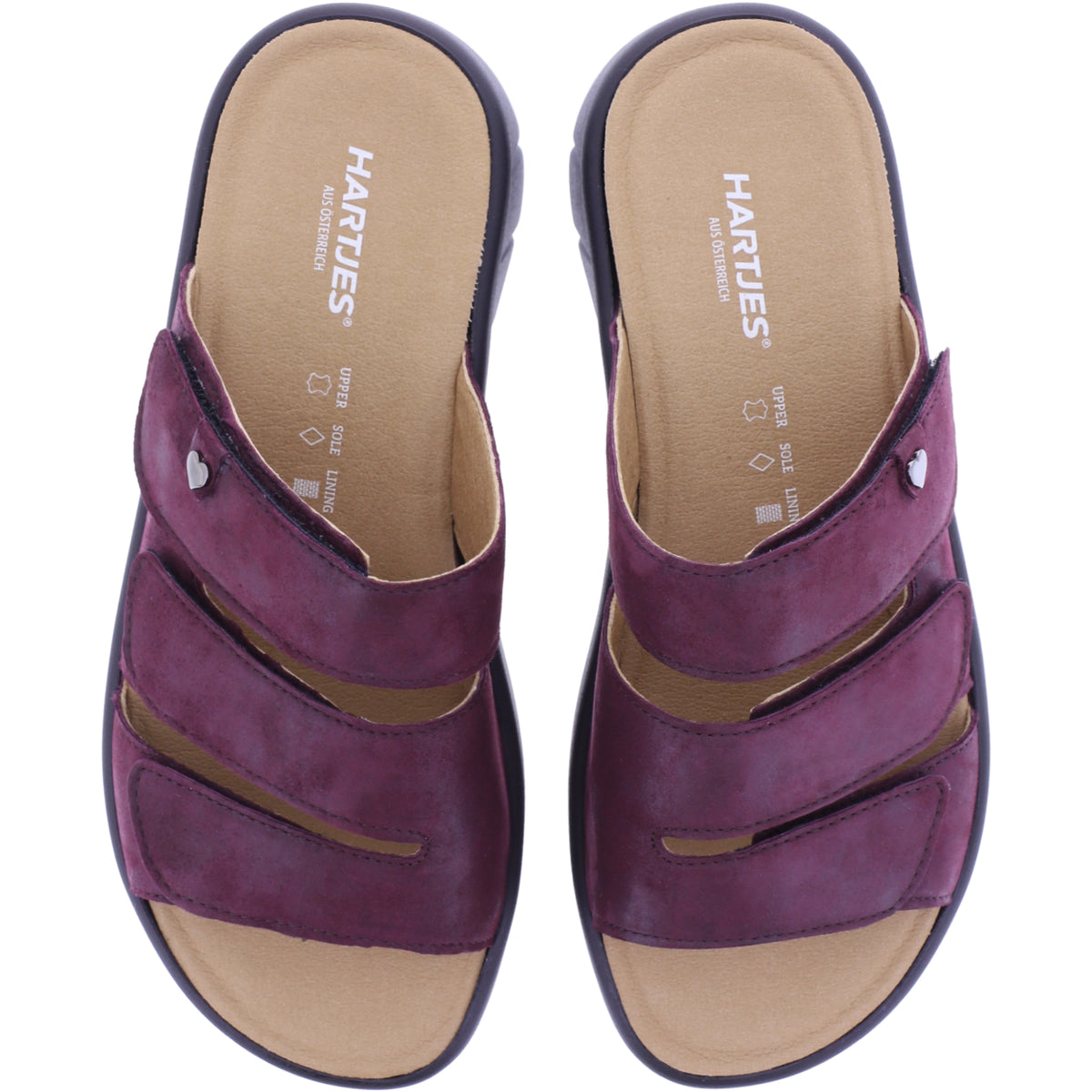 Hartjes | Calypso | Aubergine | Kalbsleder | Weite: K | 1221801-8600 | Damen Komfort-Pantoletten