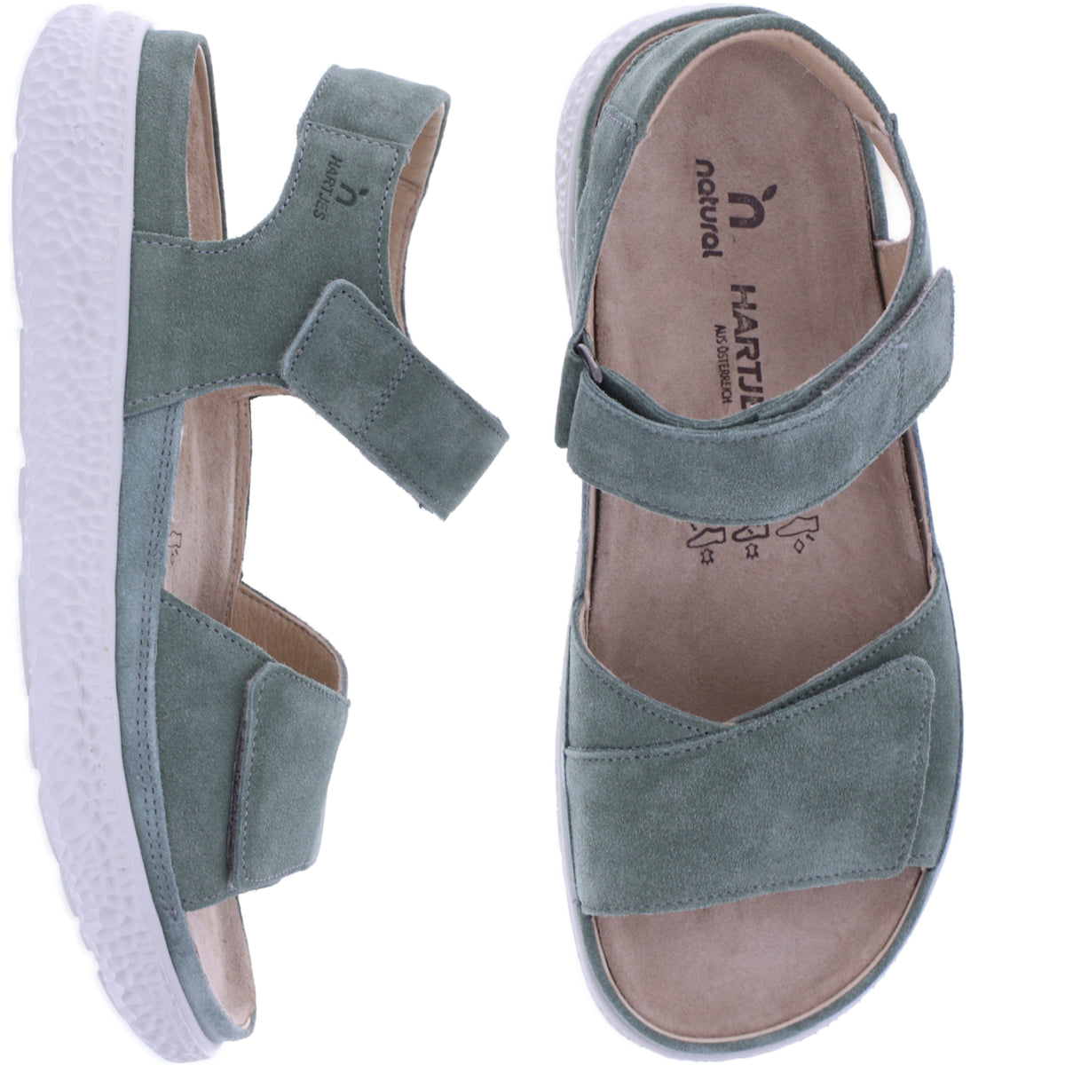 Hartjes Natural | Groove | Military-Grün | Veloursleder | Weite: H | 1321220-9500 | Damen Sandalen