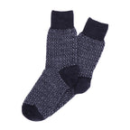 Hirsch Natur | Jacquard Socken | Schwarz-Grau | 100% Schurwolle