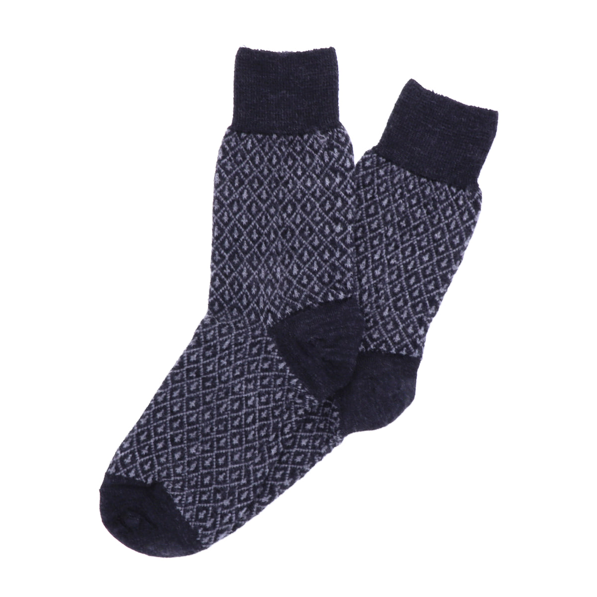 Hirsch Natur | Jacquard Socken | Schwarz-Grau | 100% Schurwolle