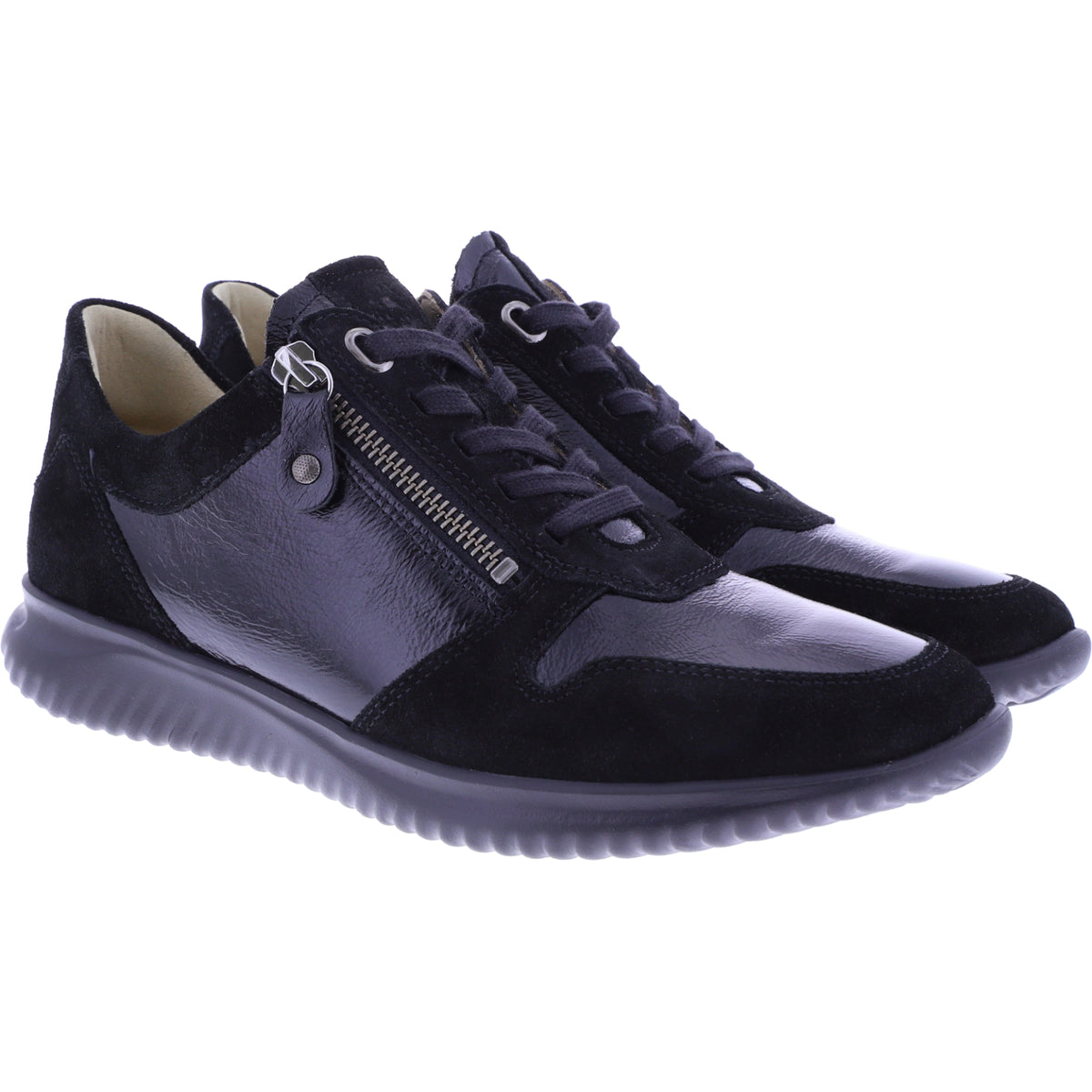 Hartjes | Breeze | Schwarz | Velours- & Lackleder | Weite: G | 1621128-0101 | Damen Sneakers