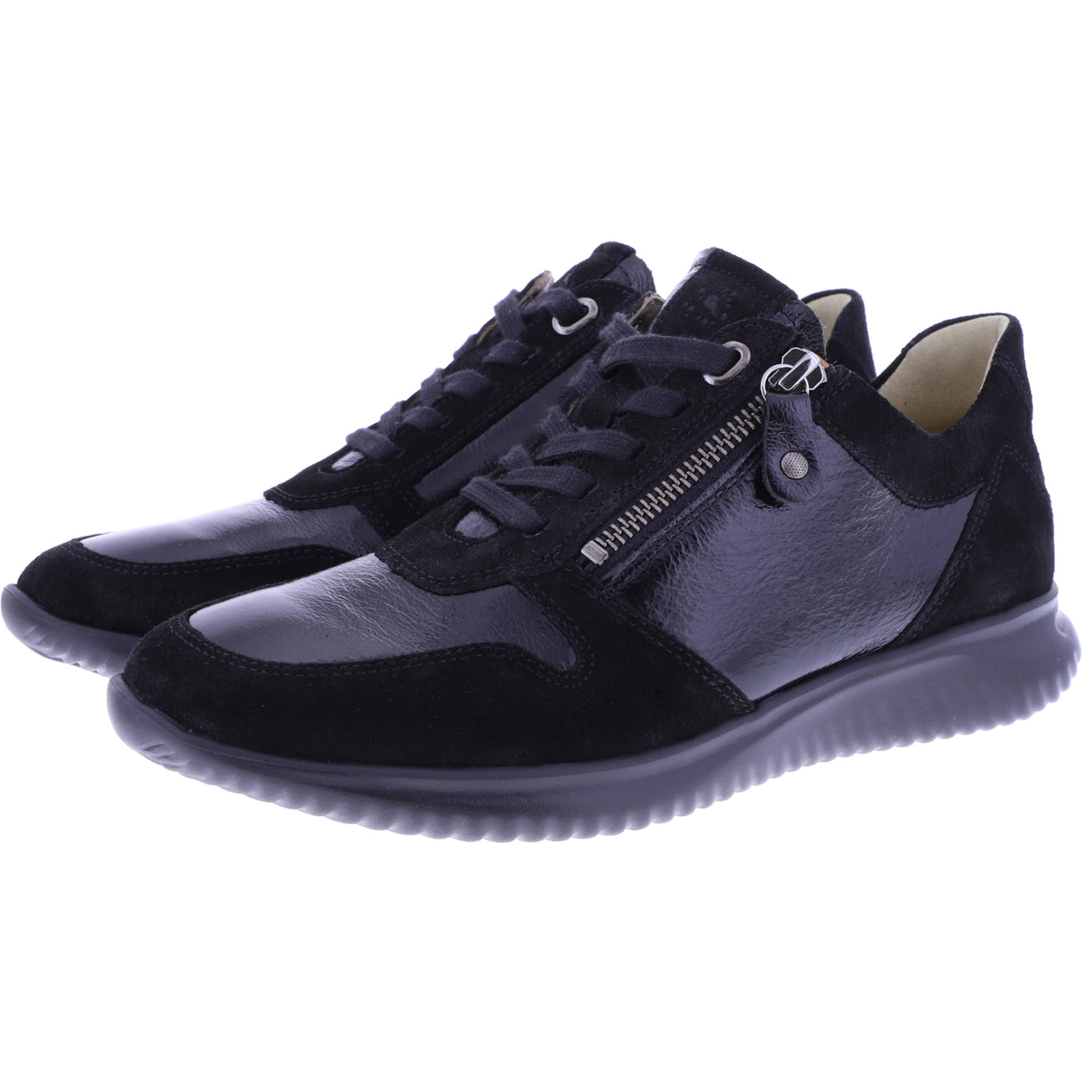 Hartjes | Breeze | Schwarz | Velours- & Lackleder | Weite: G | 1621128-0101 | Damen Sneakers