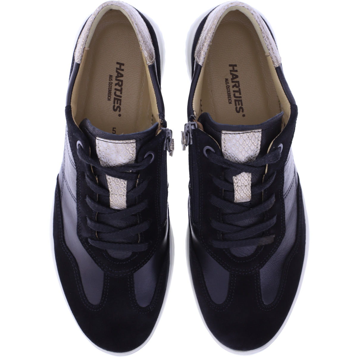 Hartjes / Modell: Breeze / Schwarz Velours-/Nappa-Leder / Weite: G / 1621143-0101 / Damen Sneakers