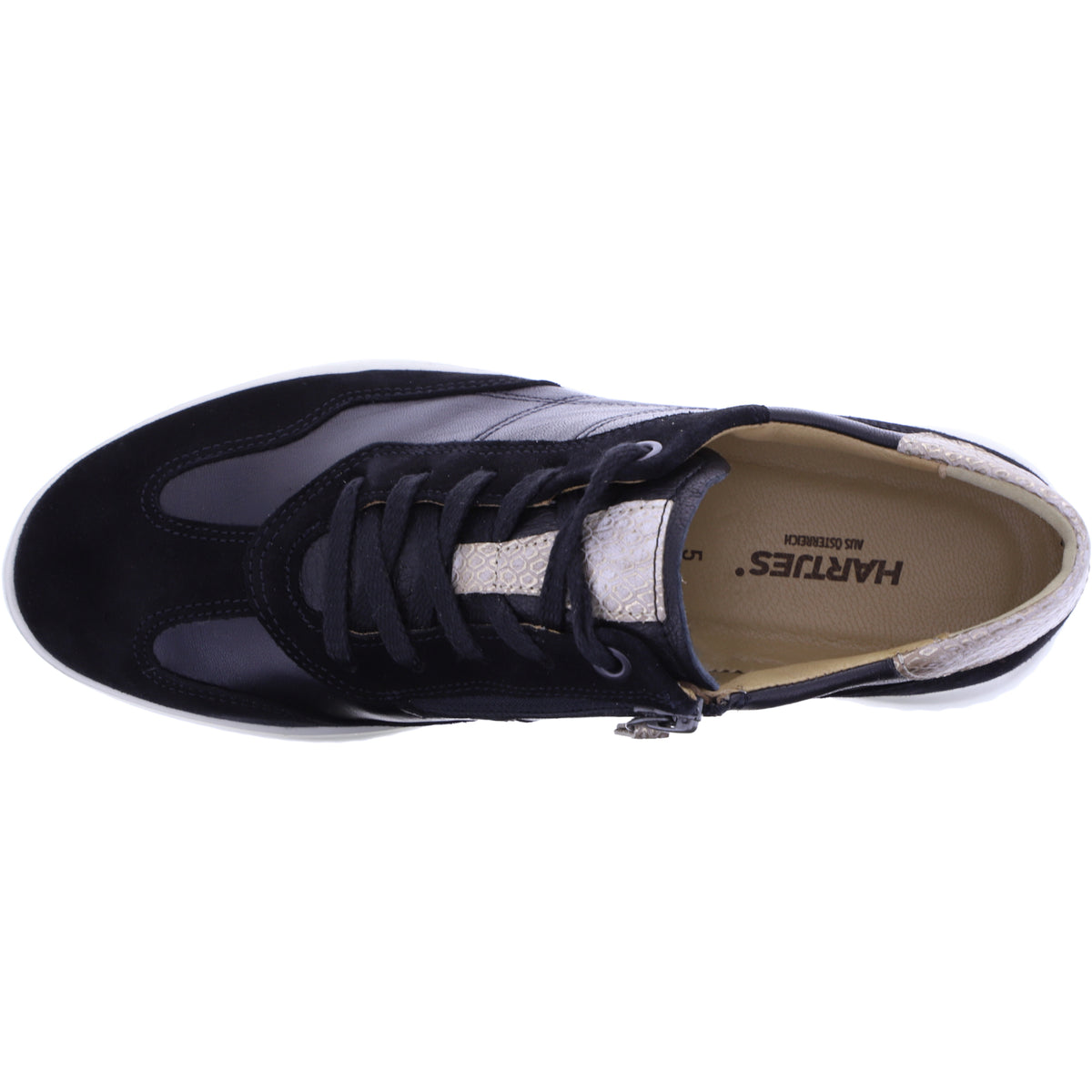 Hartjes / Modell: Breeze / Schwarz Velours-/Nappa-Leder / Weite: G / 1621143-0101 / Damen Sneakers