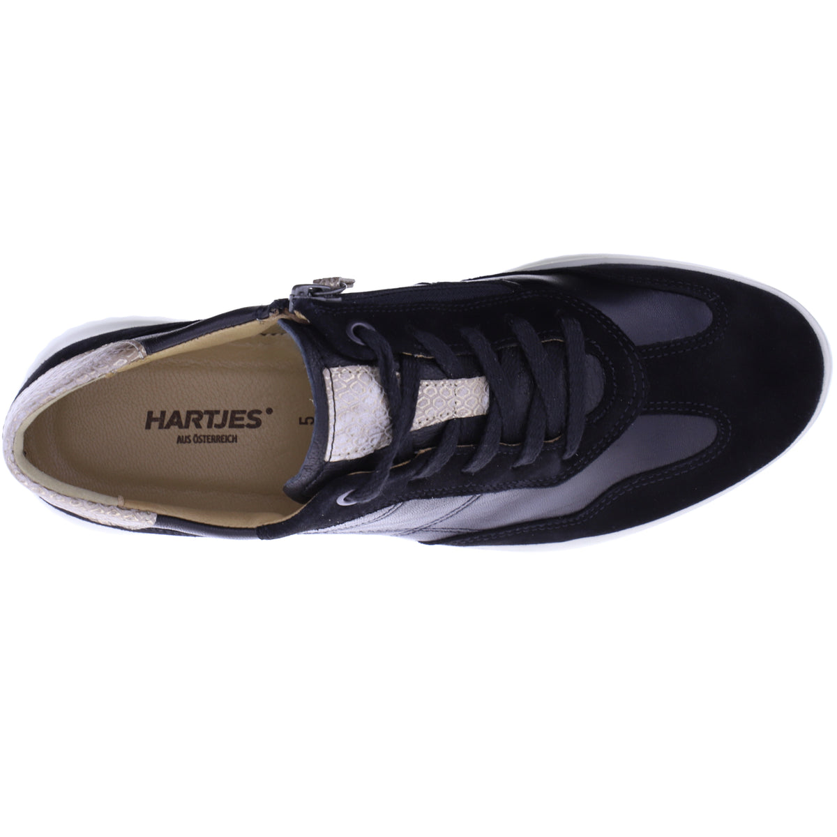 Hartjes / Modell: Breeze / Schwarz Velours-/Nappa-Leder / Weite: G / 1621143-0101 / Damen Sneakers