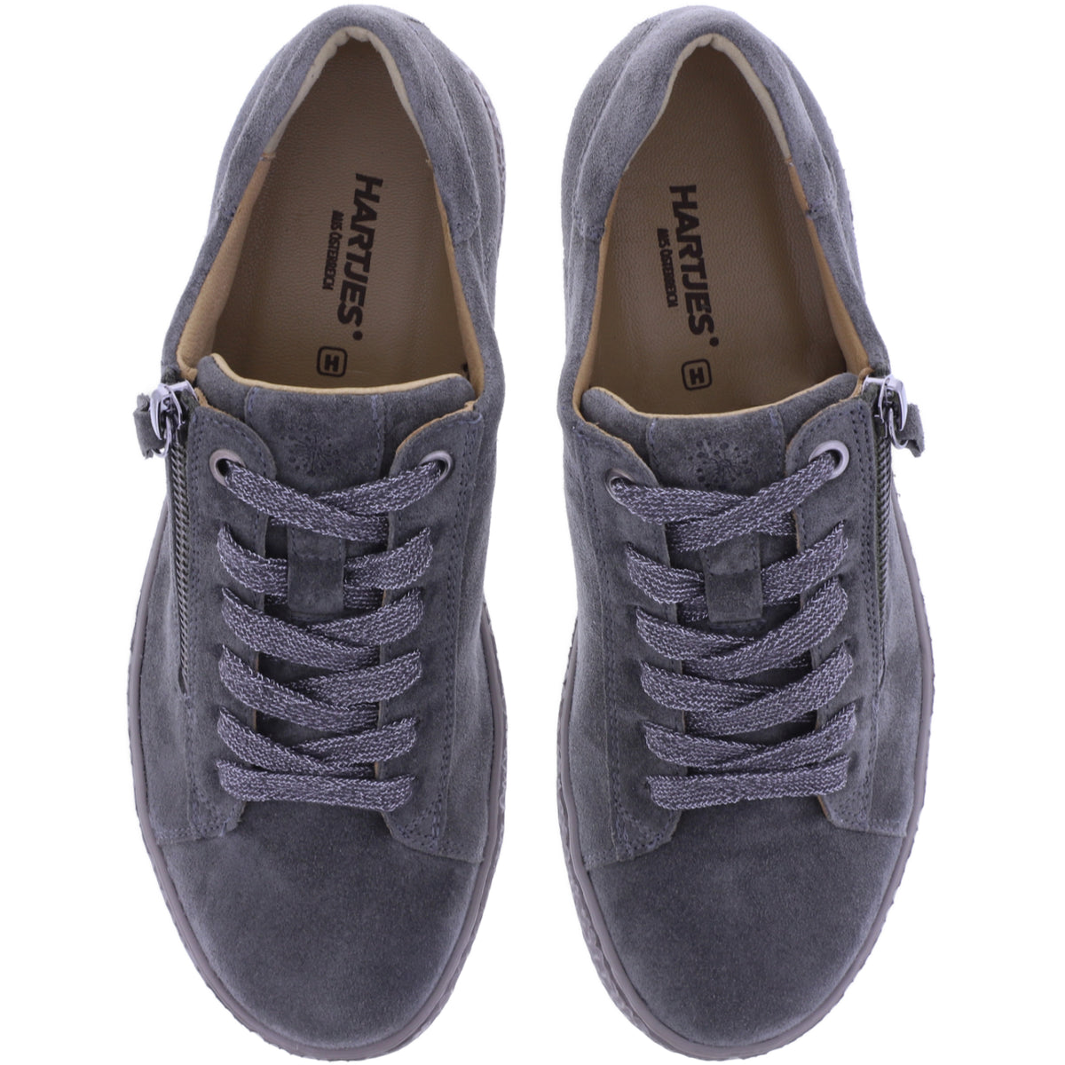 Hartjes | Phil | Khaki-Dunkelgrau | Veloursleder | Weite: H | 1621401-7000 | Damen Sneakers