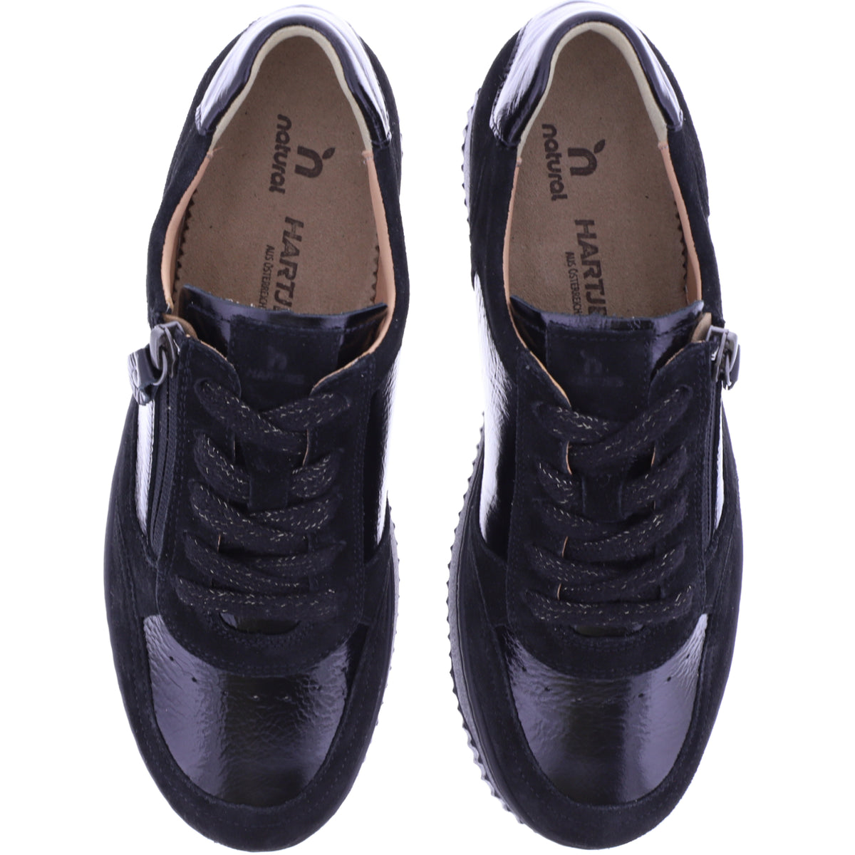 Hartjes | Boogie | Schwarz | Lack- & Veloursleder | Weite: H | 1621952-0101 | Damen Sneaker
