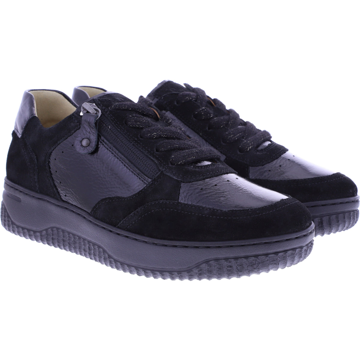 Hartjes | Boogie | Schwarz | Lack- & Veloursleder | Weite: H | 1621952-0101 | Damen Sneaker