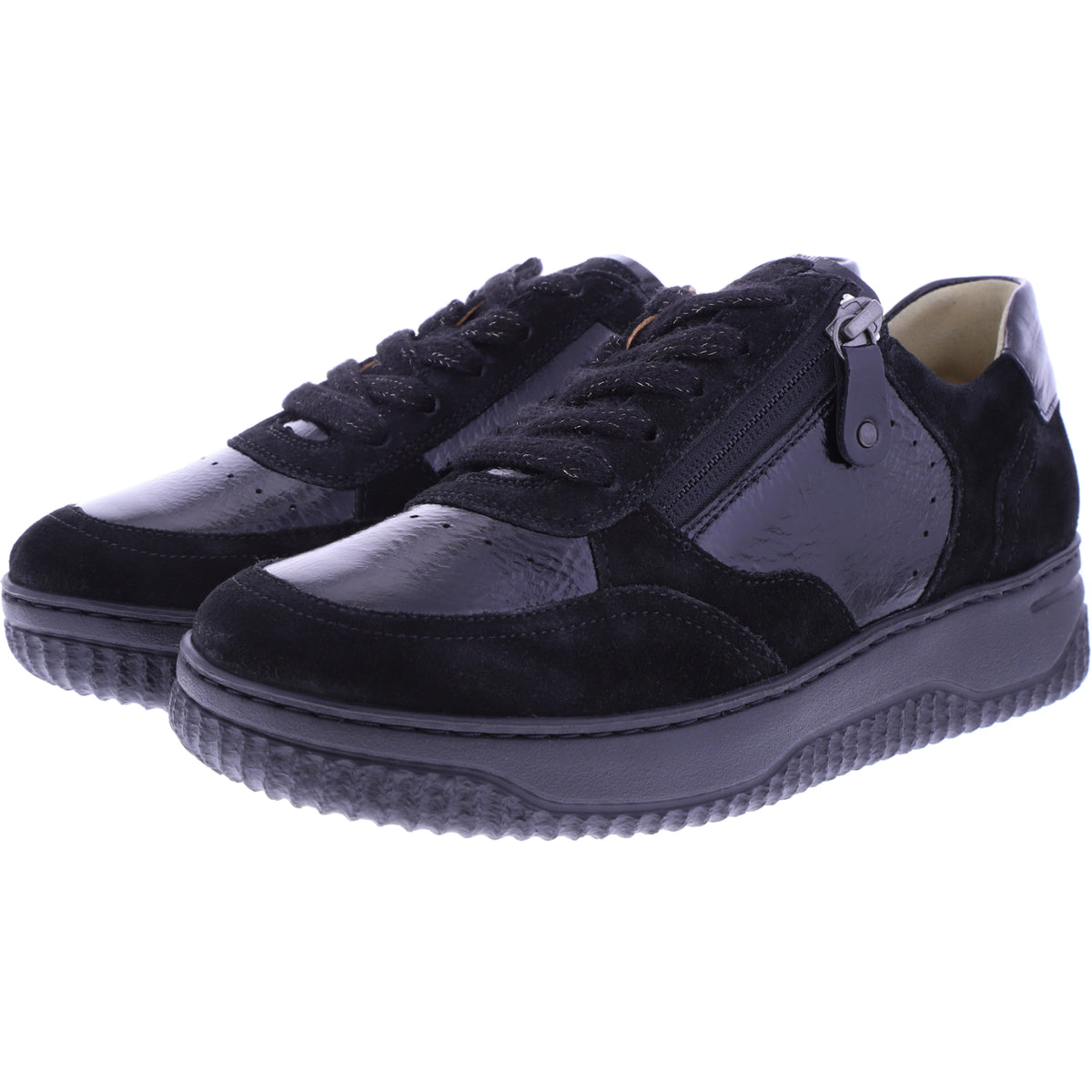 Hartjes | Boogie | Schwarz | Lack- & Veloursleder | Weite: H | 1621952-0101 | Damen Sneaker