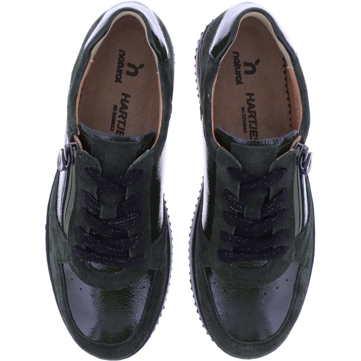 Hartjes | Boogie | Dunkelgrün | Lack- & Veloursleder | Weite: H | 1621952-8989 | Damen Sneaker