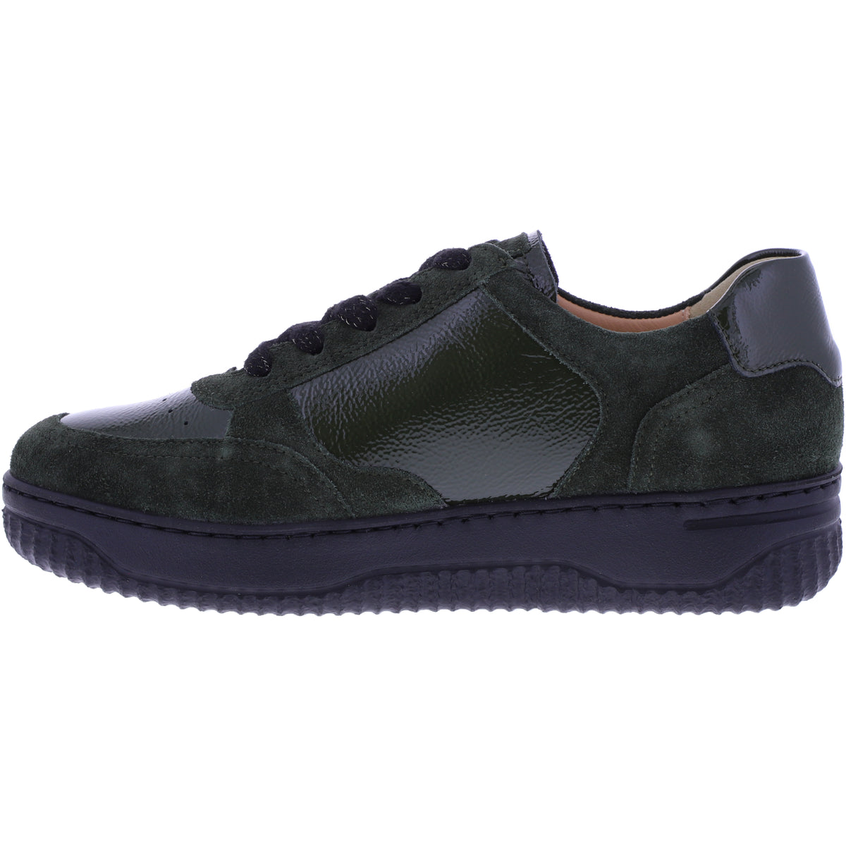 Hartjes | Boogie | Dunkelgrün | Lack- & Veloursleder | Weite: H | 1621952-8989 | Damen Sneaker