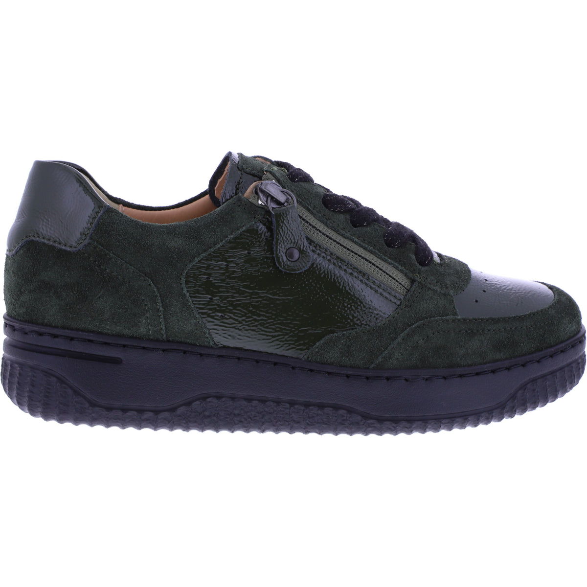 Hartjes | Boogie | Dunkelgrün | Lack- & Veloursleder | Weite: H | 1621952-8989 | Damen Sneaker