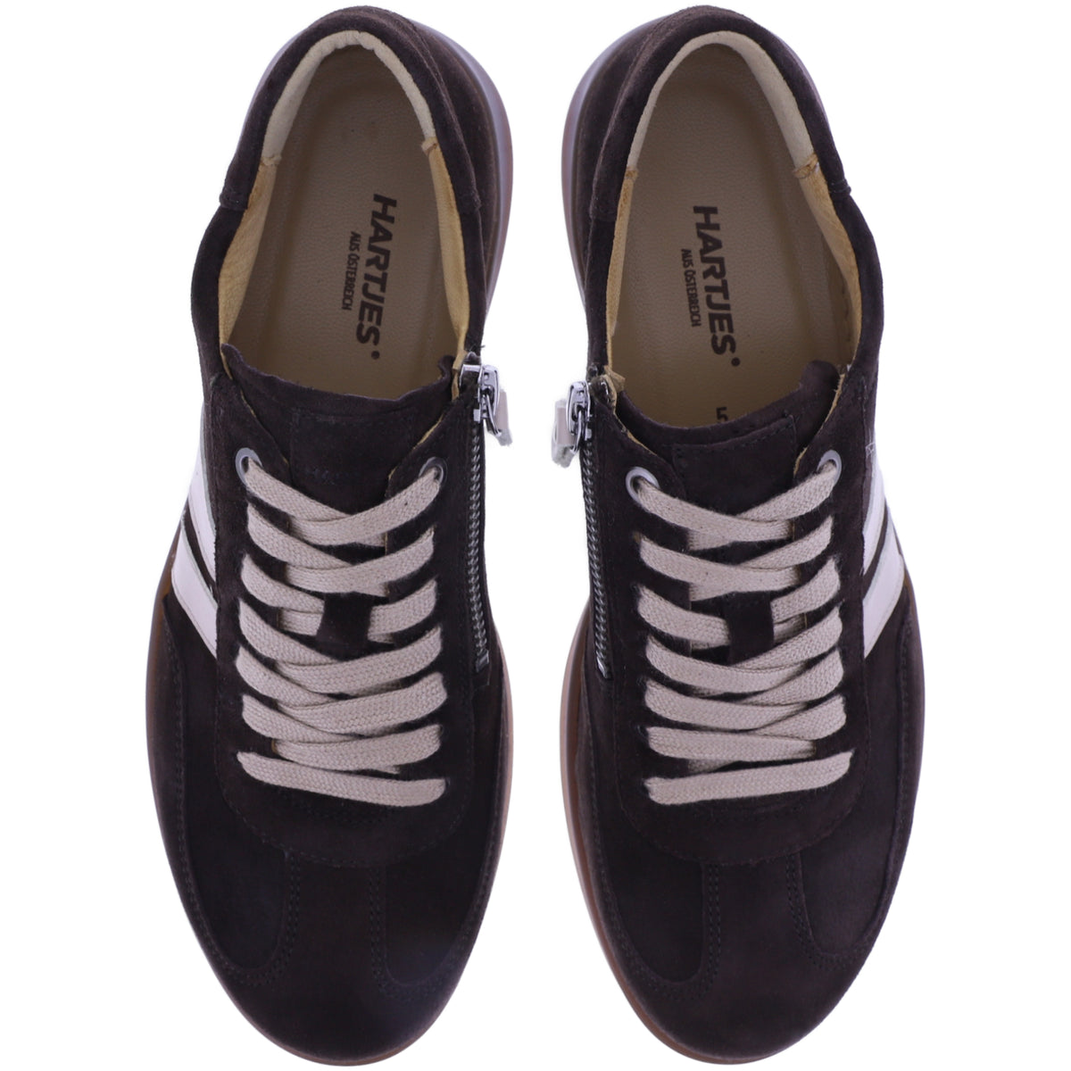 Hartjes | Goa | Dunkelbraun-Creme | Veloursleder | Weite: G | 1622106-7703 | Damen Komfort-Sneakers