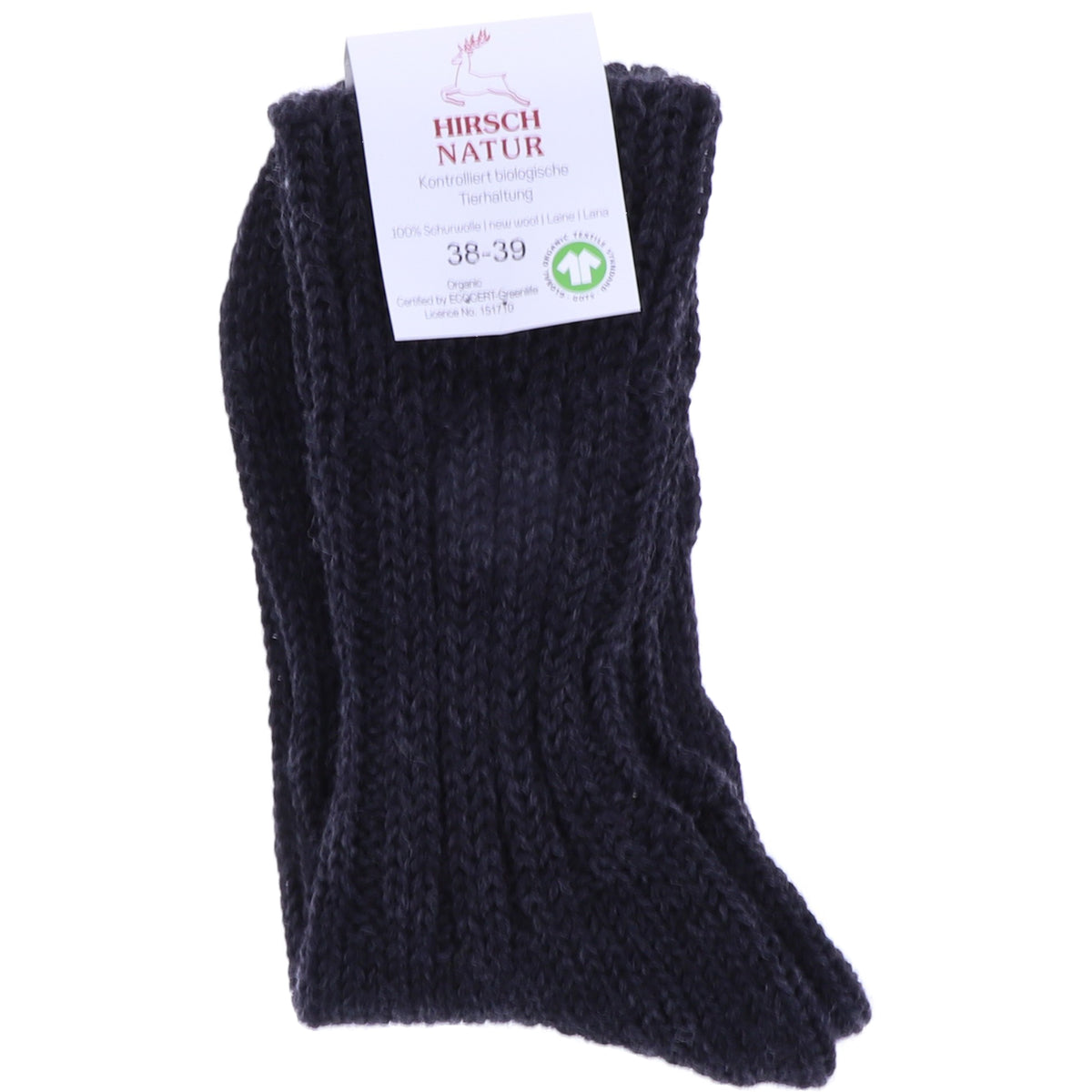 Hirsch Natur | Extra Dicke Socken | Anthrazit | 100% Schurwolle