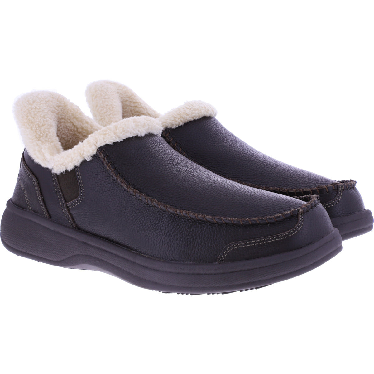 Orthofeet® | Vito | Braun Leder | Hands-Free Slipper mit Fersendämpfung | Herren Hausschuhe